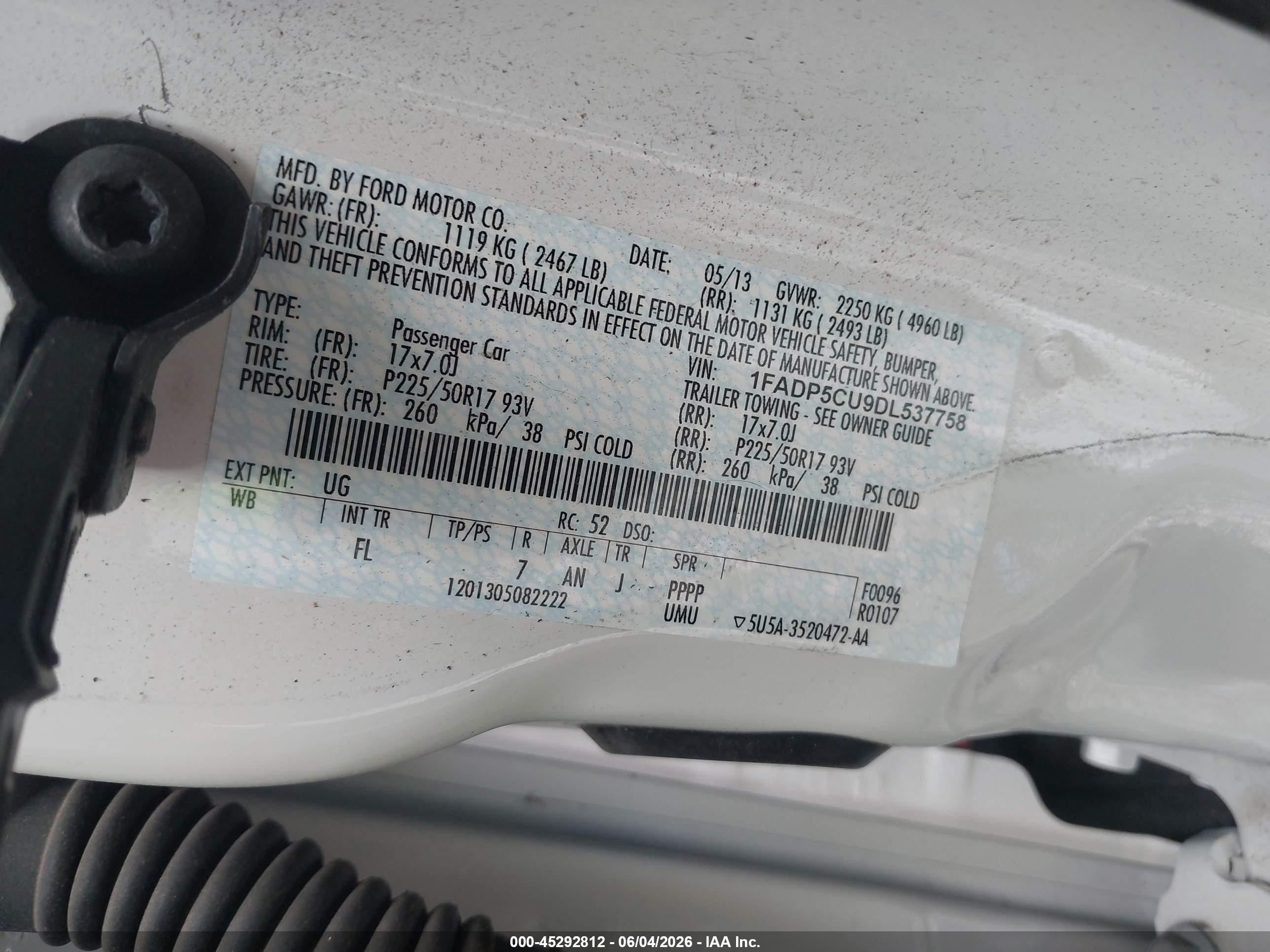 2013 Ford C-max Energi Sel White vin: 1FADP5CU9DL537758