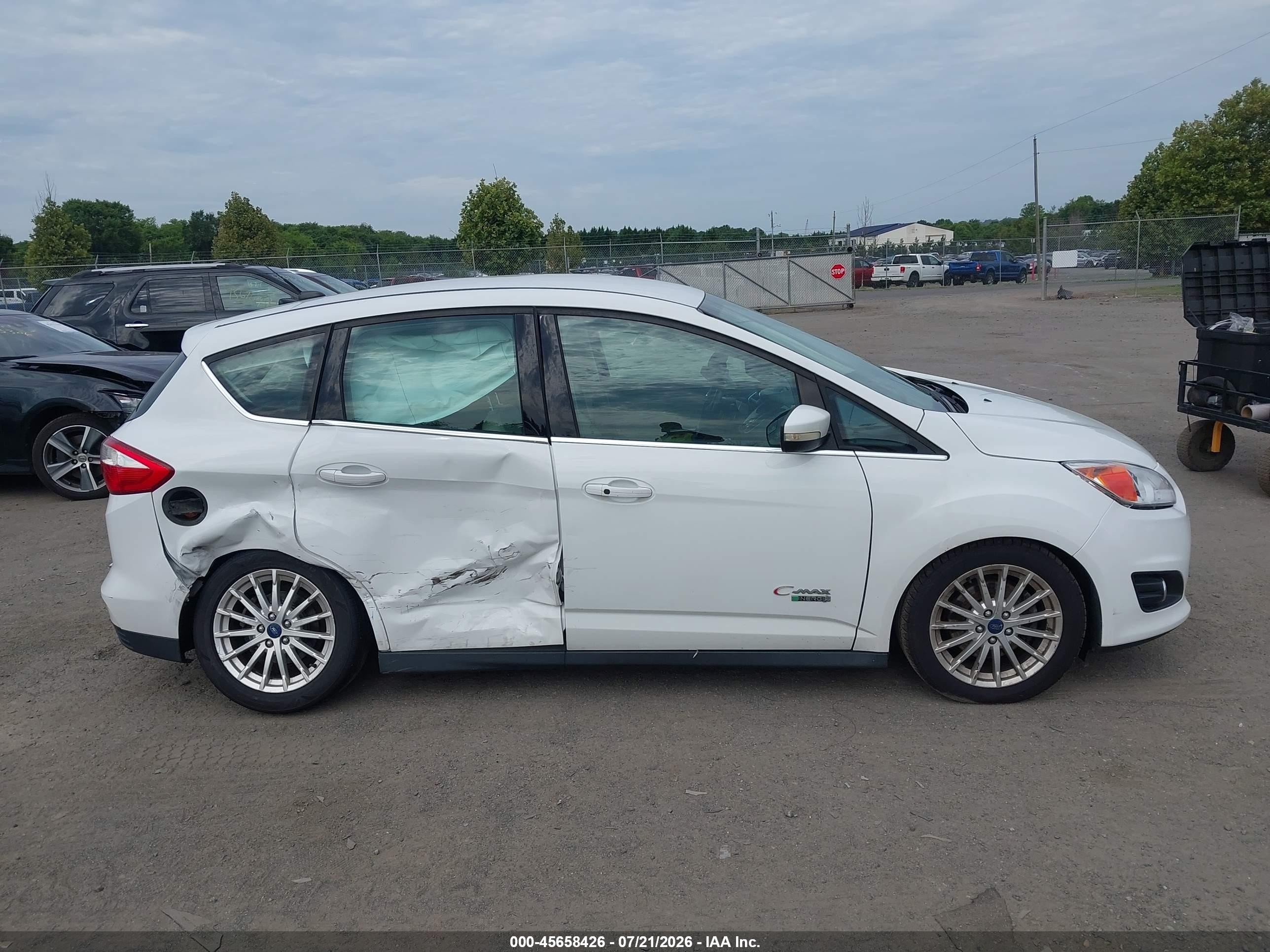 2013 Ford C-max Energi Sel White vin: 1FADP5CU9DL553961