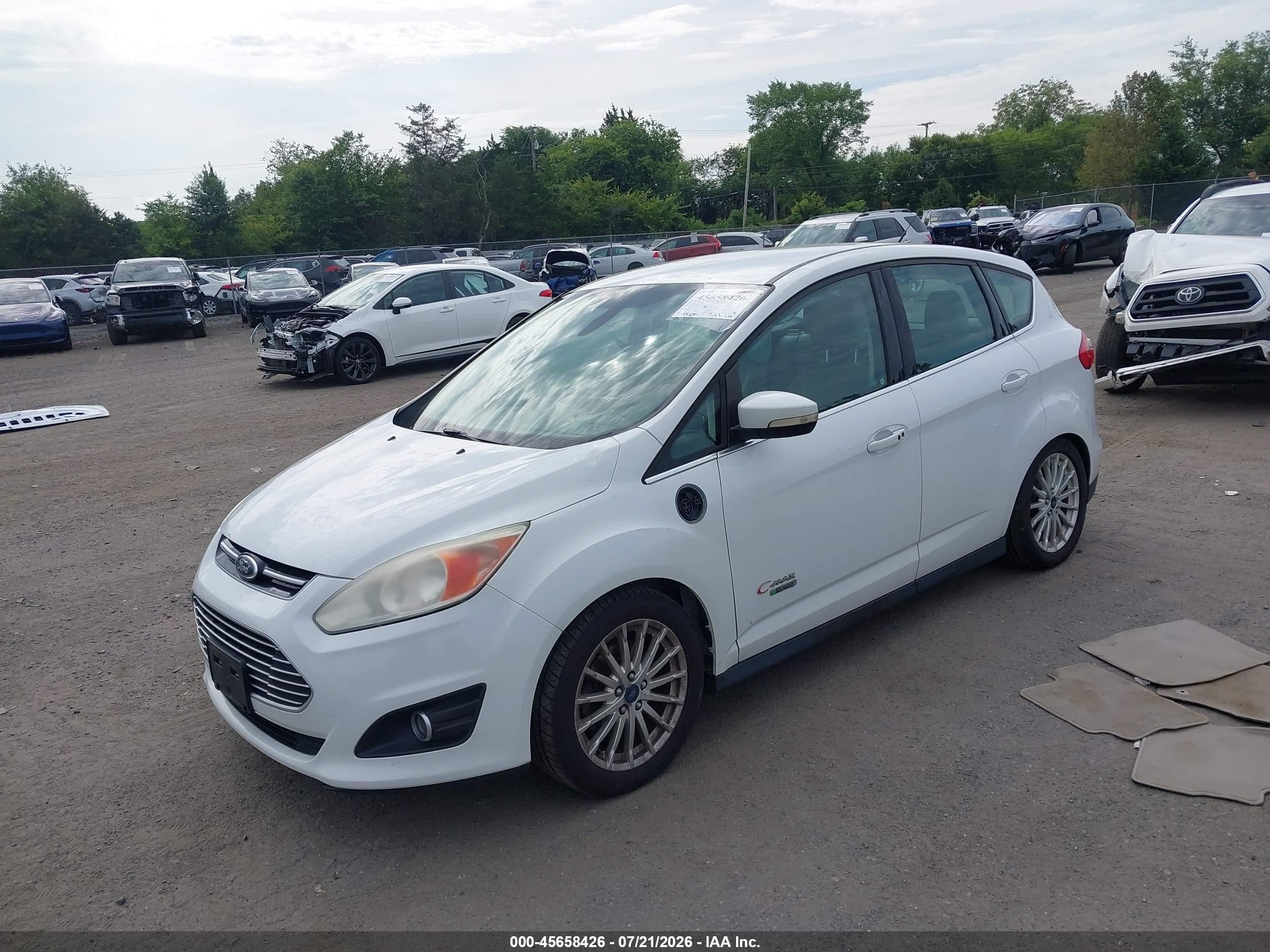 2013 Ford C-max Energi Sel White vin: 1FADP5CU9DL553961
