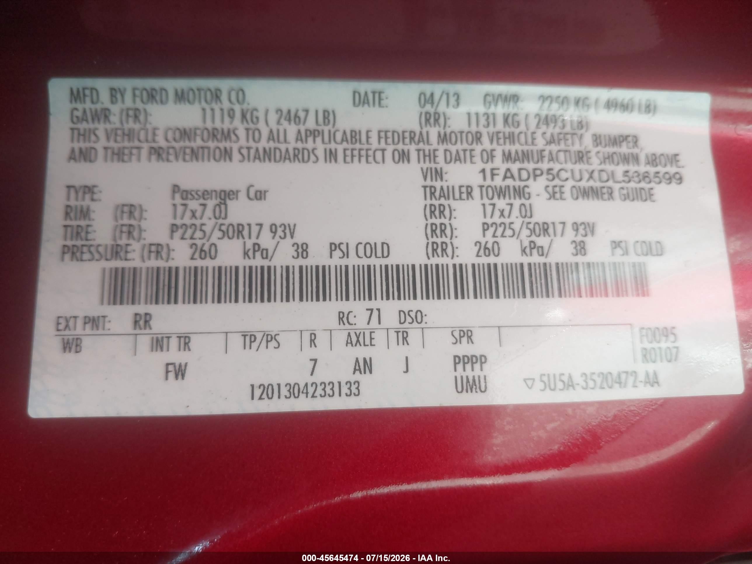 2013 Ford C-max Energi Sel Красный vin: 1FADP5CUXDL536599