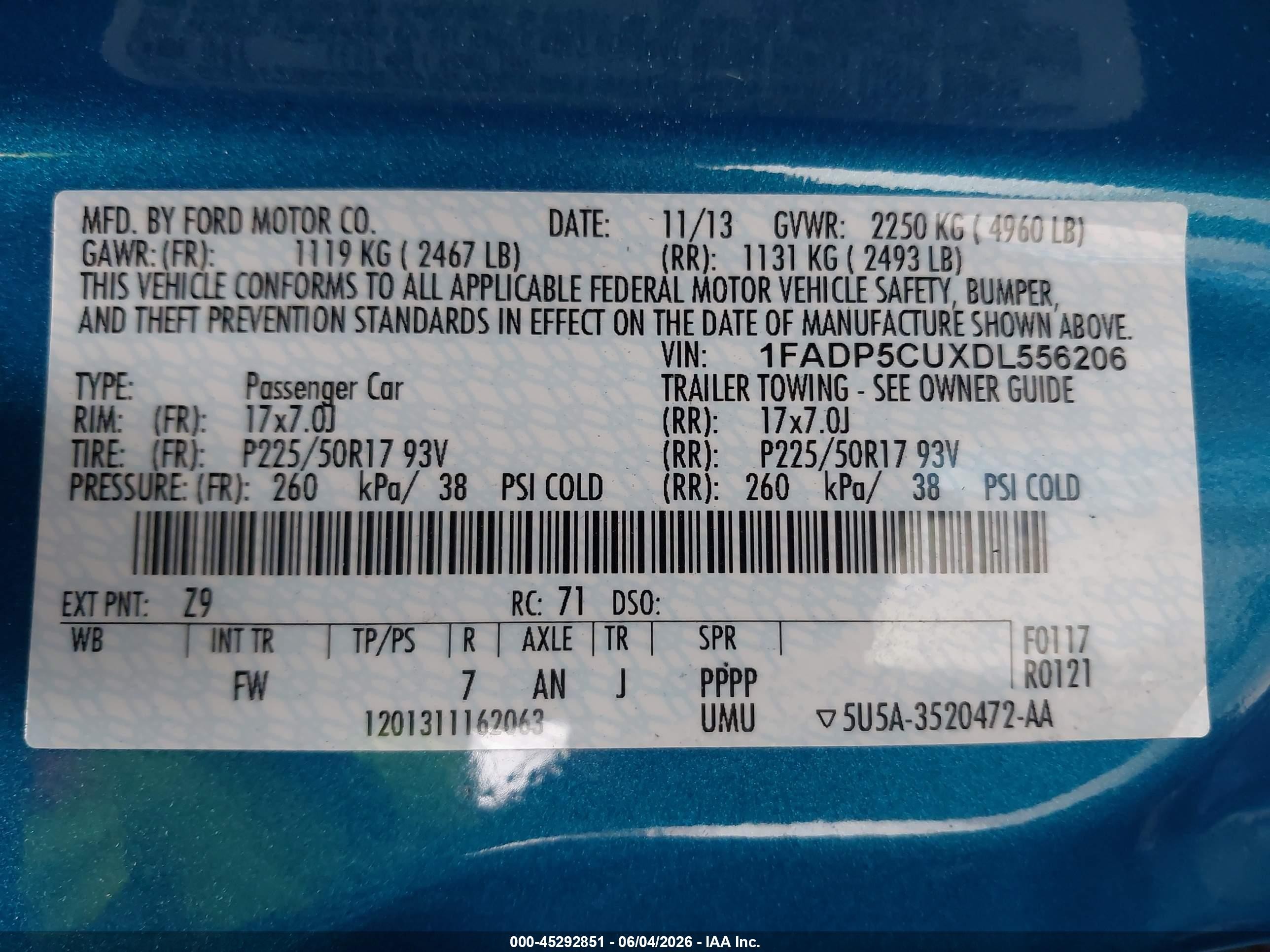 2013 Ford C-max Energi Sel Blue vin: 1FADP5CUXDL556206