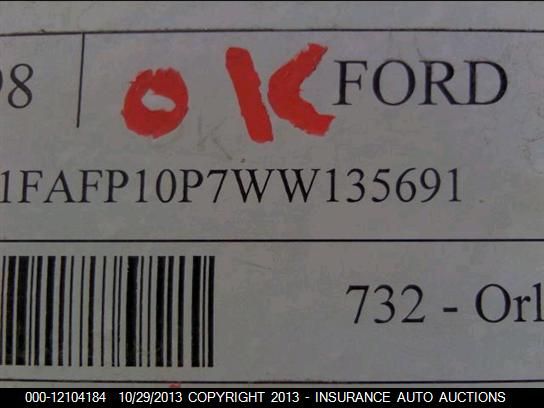 1998 Ford Escort Lx vin: 1FAFP10P7WW135691