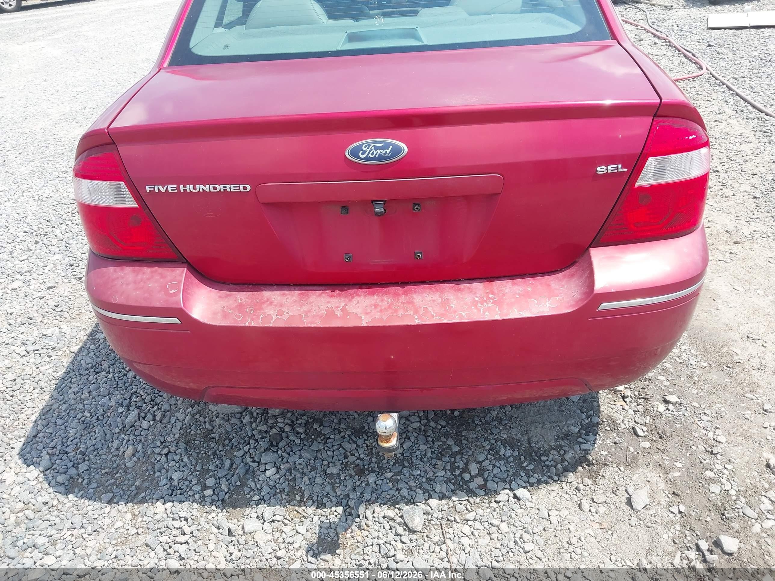 2006 Ford Five Hundred Sel Red vin: 1FAFP24116G151780