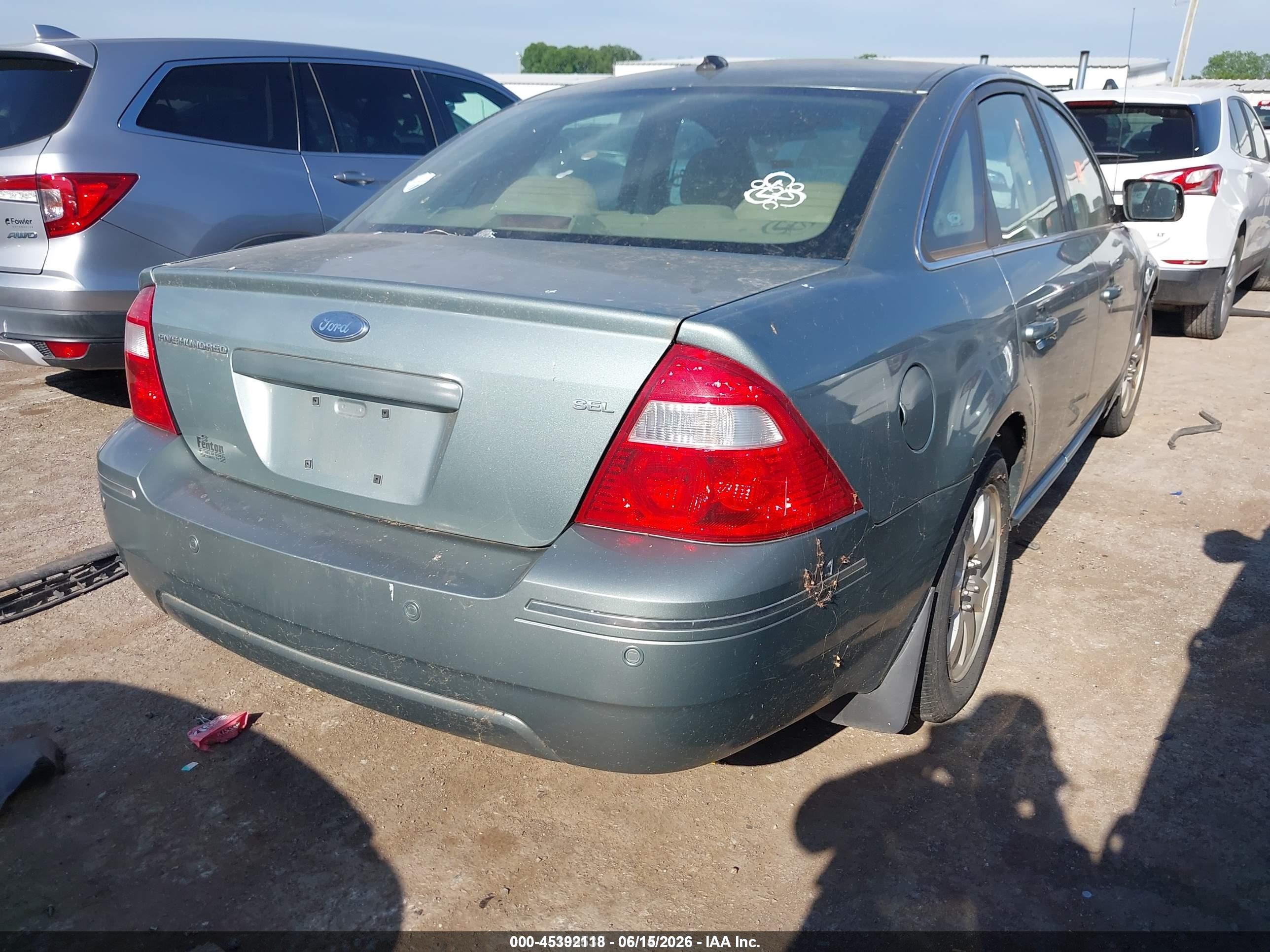 2007 Ford Five Hundred Sel Green vin: 1FAFP24127G116084