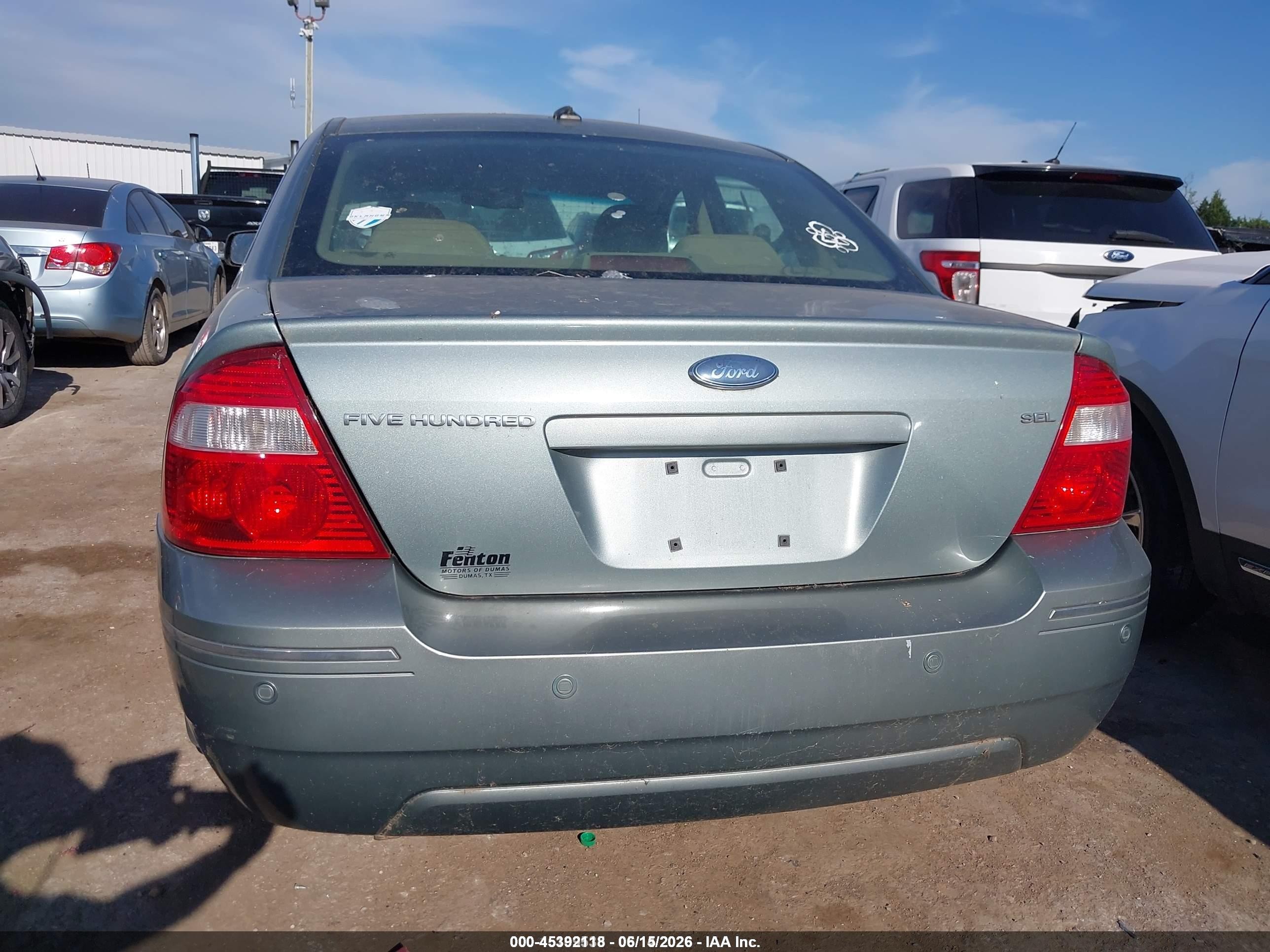 2007 Ford Five Hundred Sel Green vin: 1FAFP24127G116084