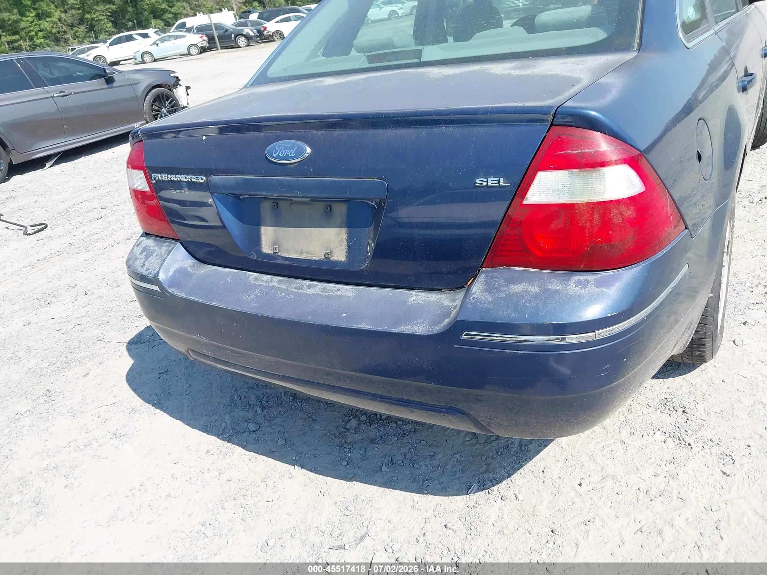 2005 Ford Five Hundred Sel Blue vin: 1FAFP24135G132839