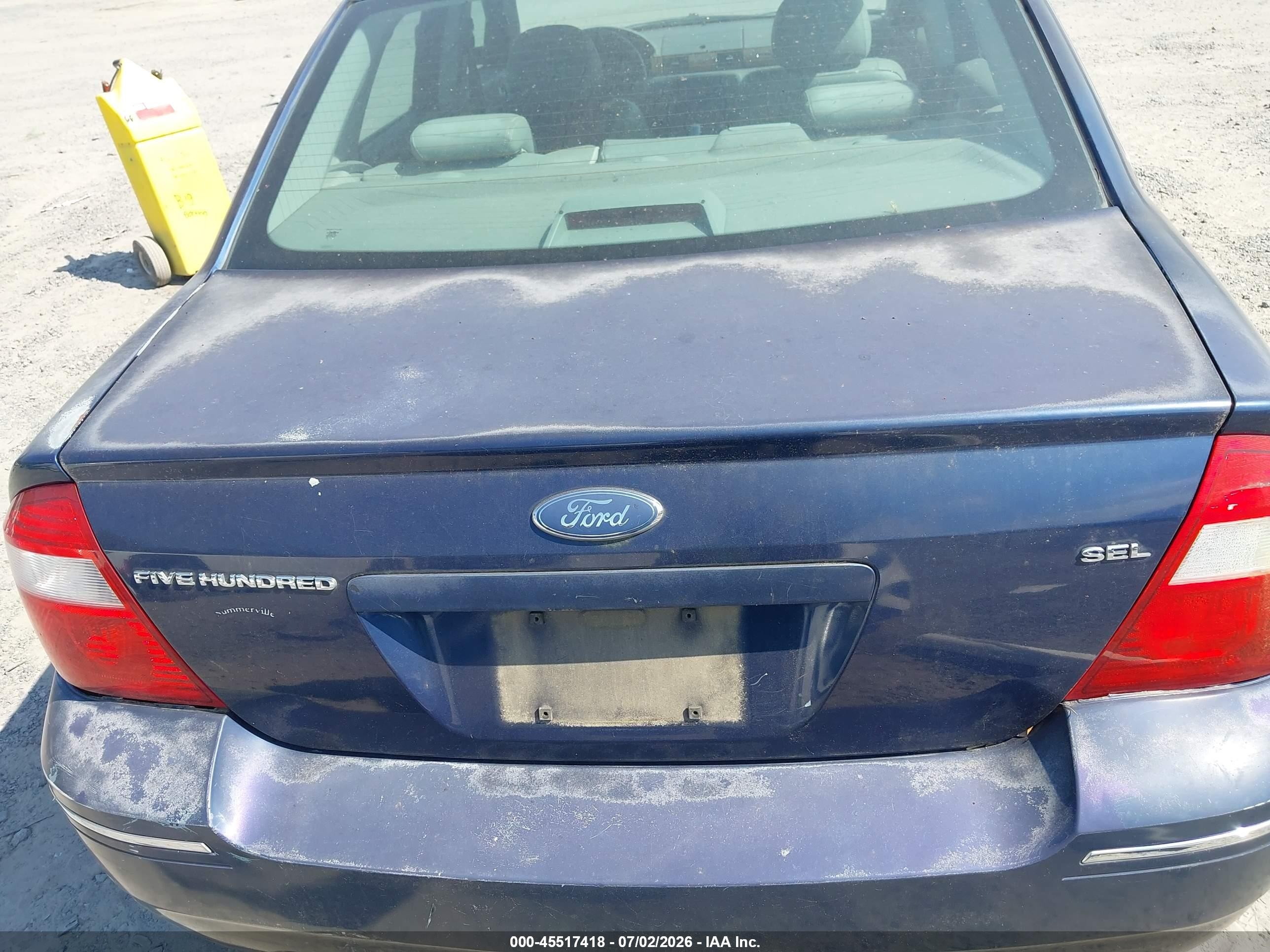 2005 Ford Five Hundred Sel Blue vin: 1FAFP24135G132839