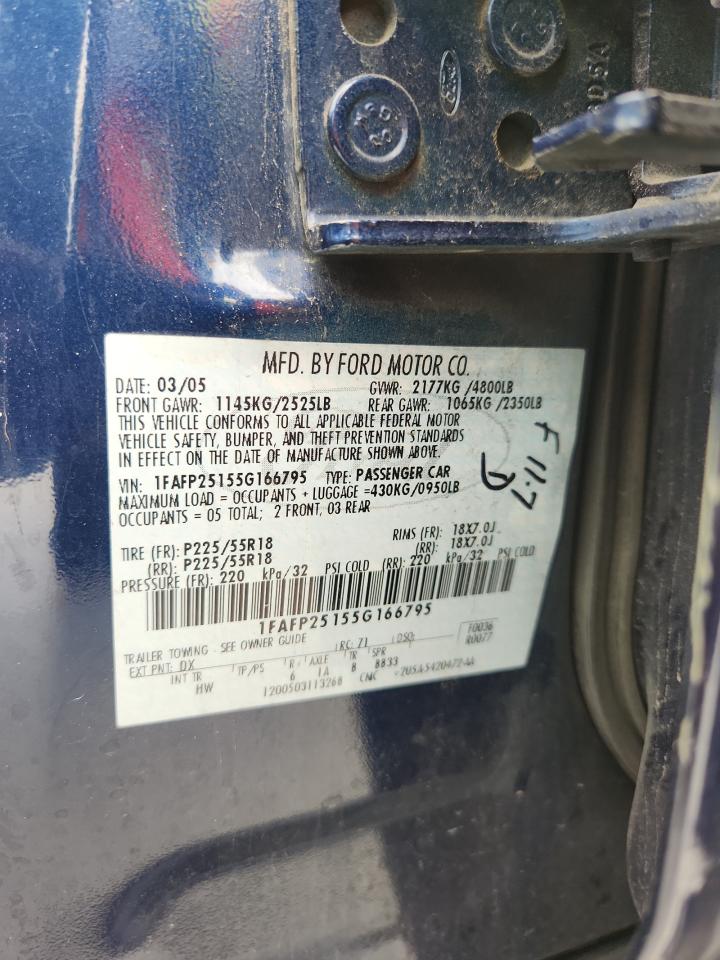 2005 Ford Five Hundred Limited Blue vin: 1FAFP25155G166795