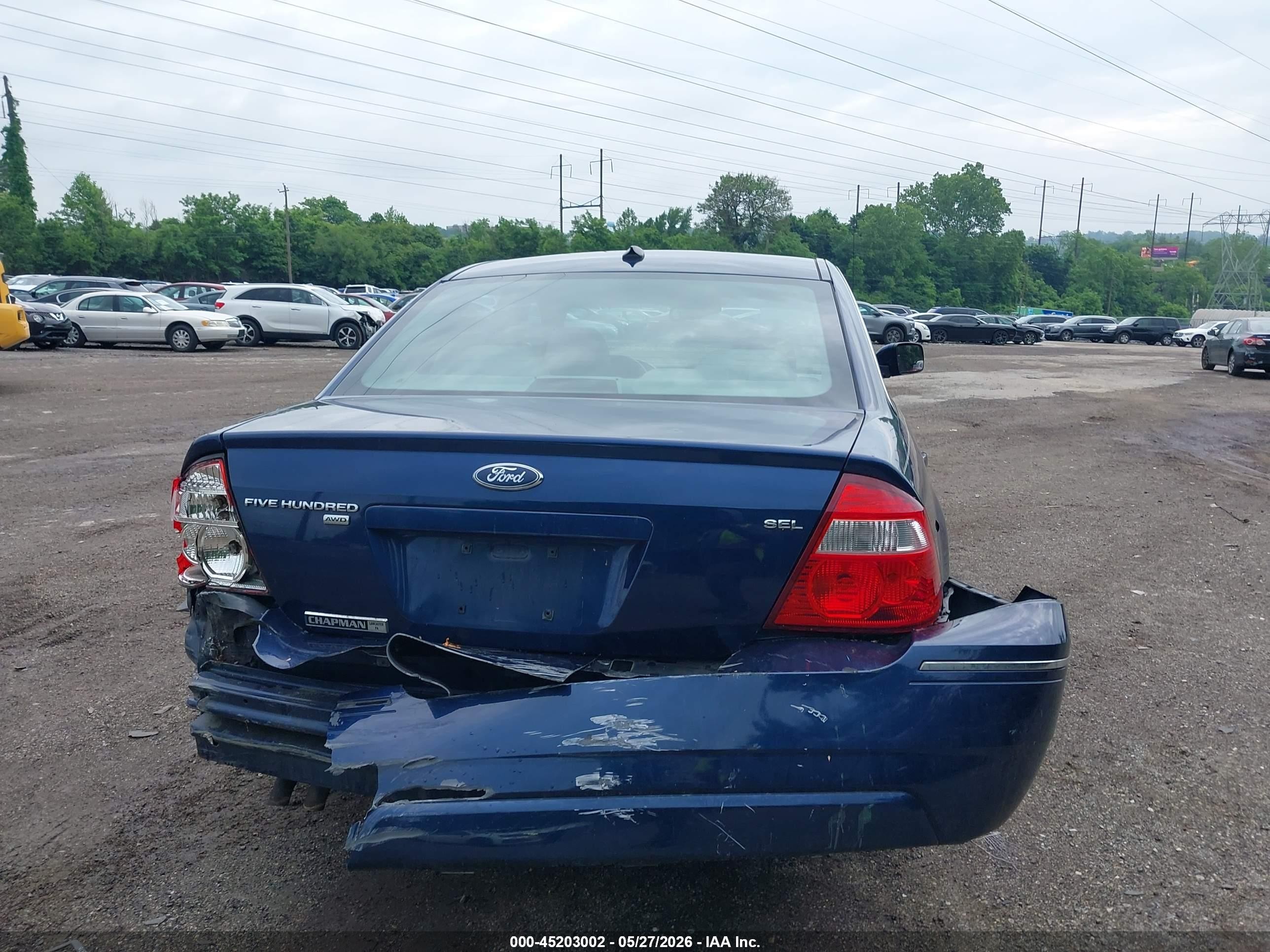 2007 Ford Five Hundred Sel Blue vin: 1FAFP27137G114985