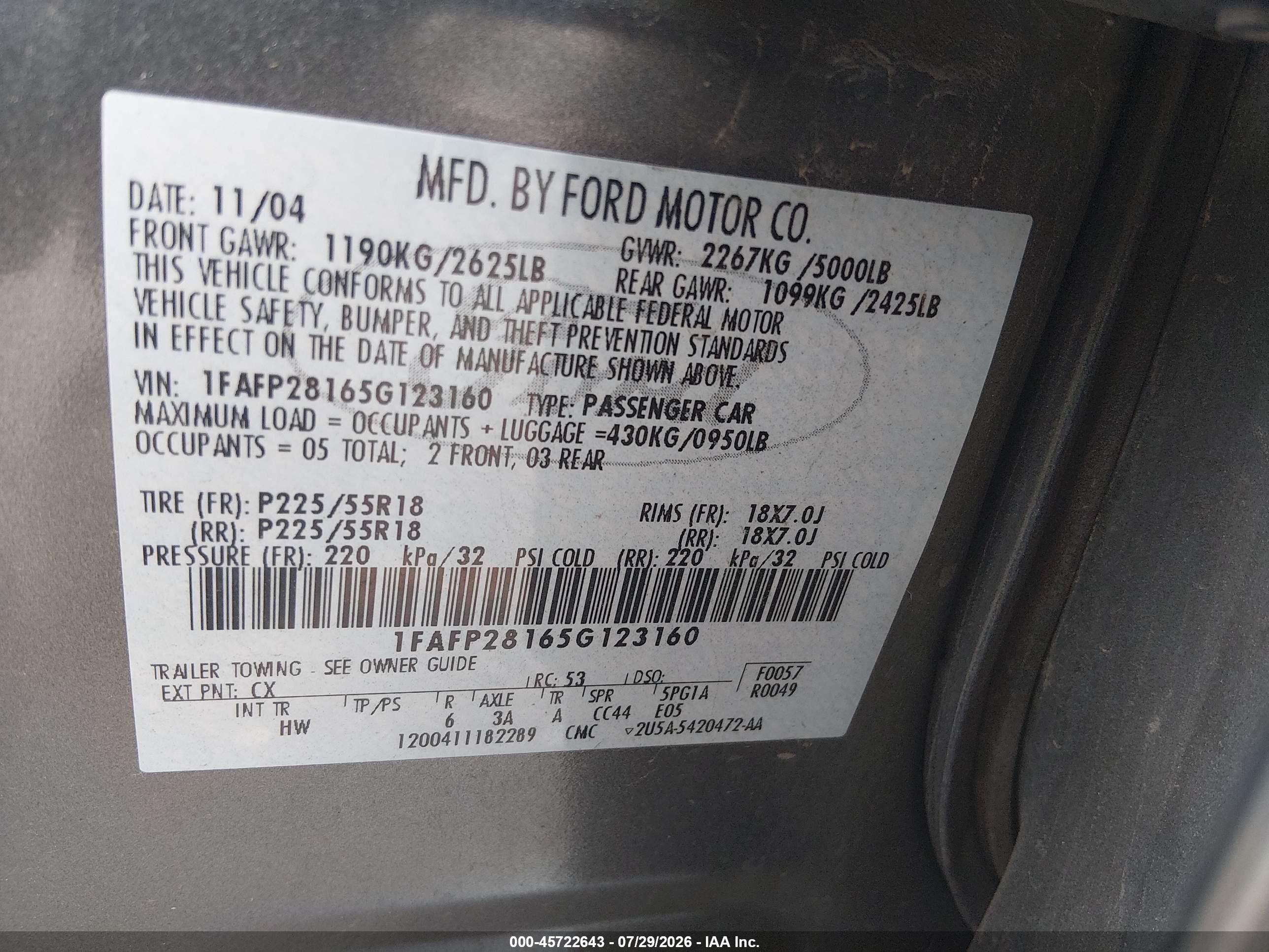 2005 Ford Five Hundred Limited Gray vin: 1FAFP28165G123160