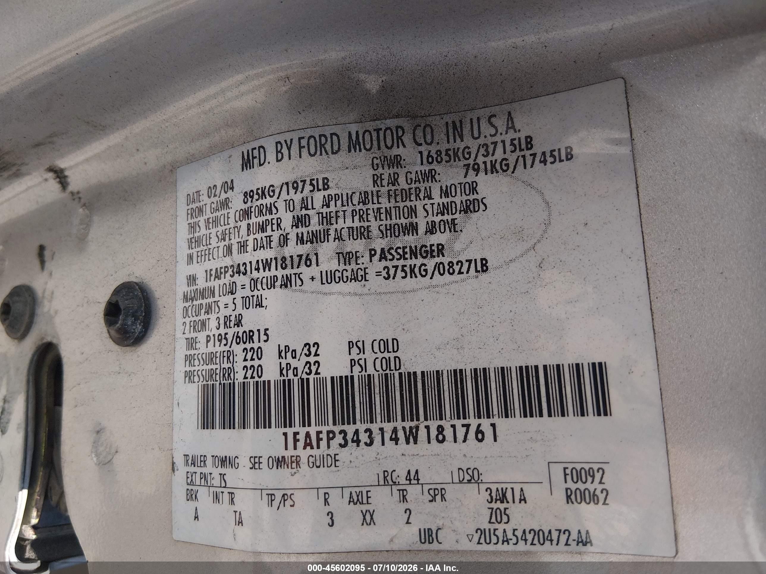 2004 Ford Focus Se Gray vin: 1FAFP34314W181761