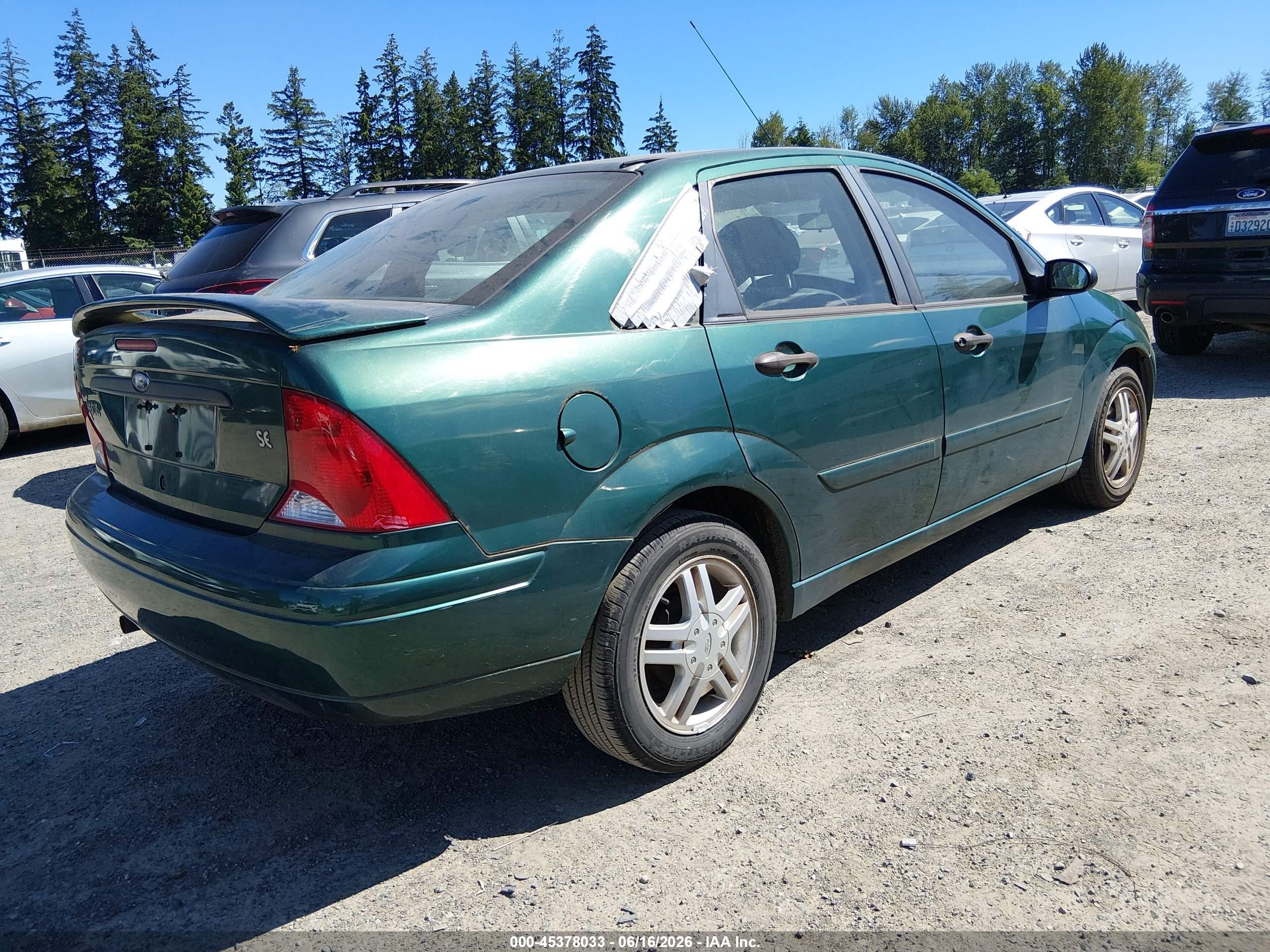 2000 Ford Focus Se Green vin: 1FAFP3431YW427245