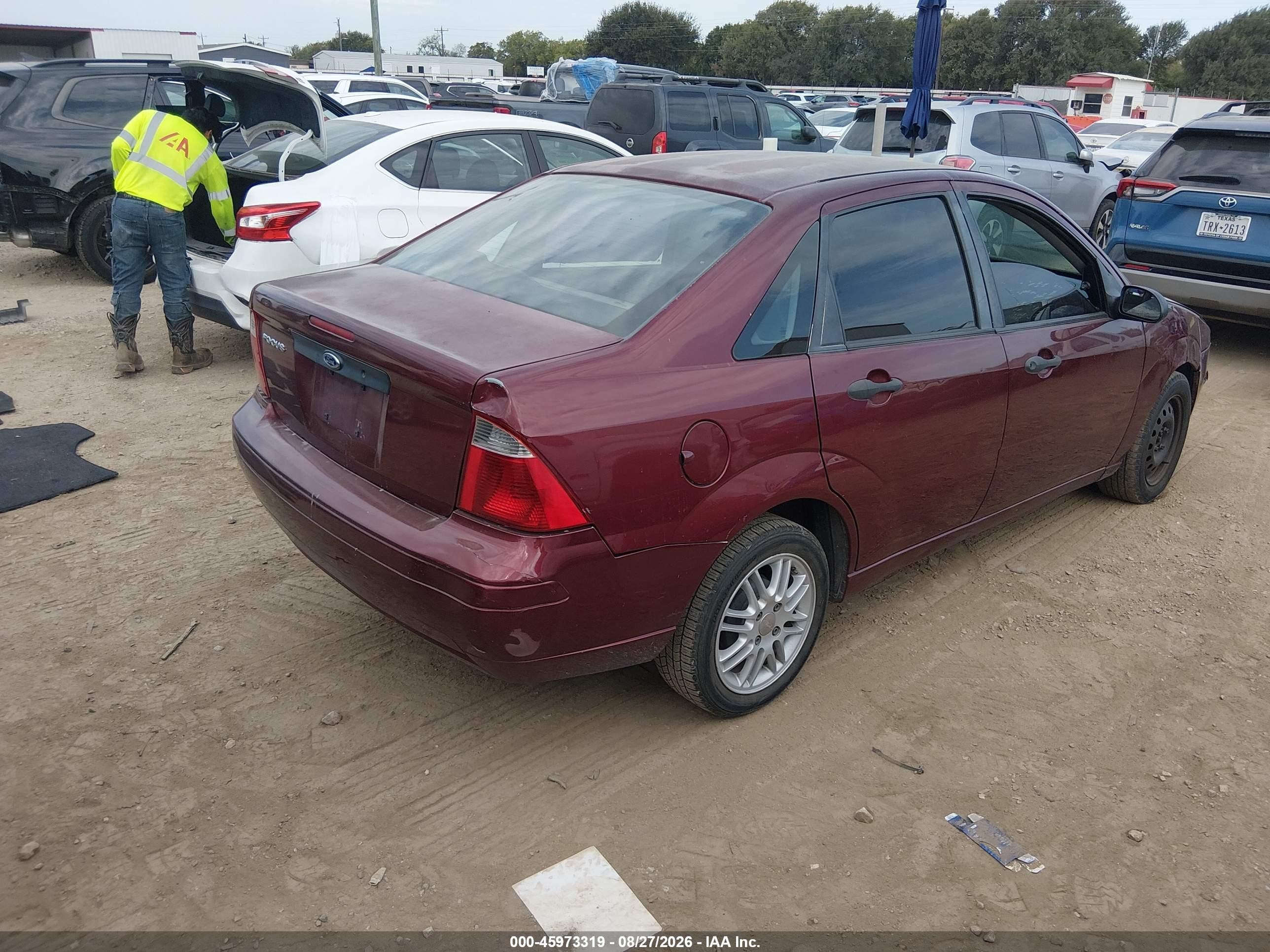 2007 Ford Focus S/se/ses Burgundy vin: 1FAFP34N07W365367