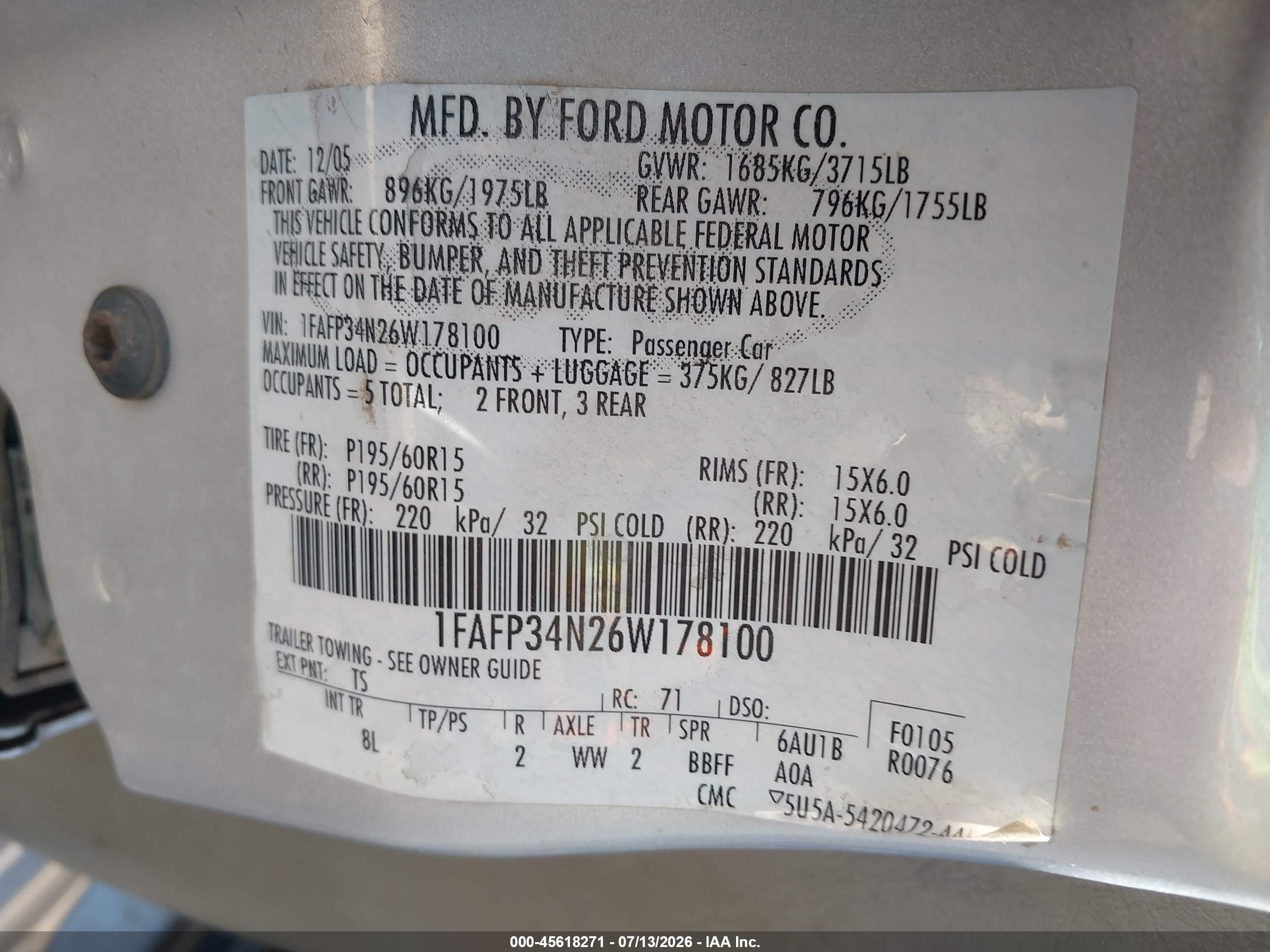 2006 Ford Focus Zx4 Silver vin: 1FAFP34N26W178100