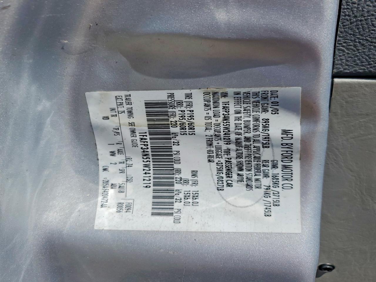 2005 Ford Focus Zx4 Silver vin: 1FAFP34N55W241219