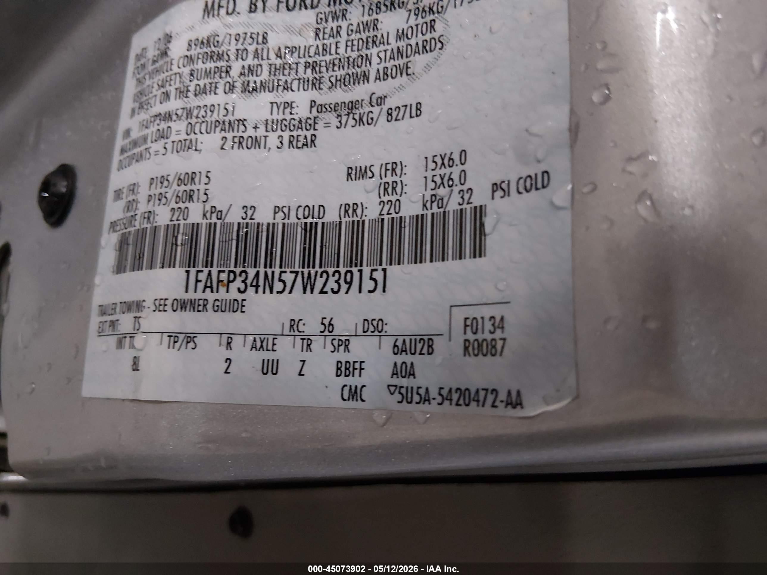 2007 Ford Focus S/se/ses Gray vin: 1FAFP34N57W239151