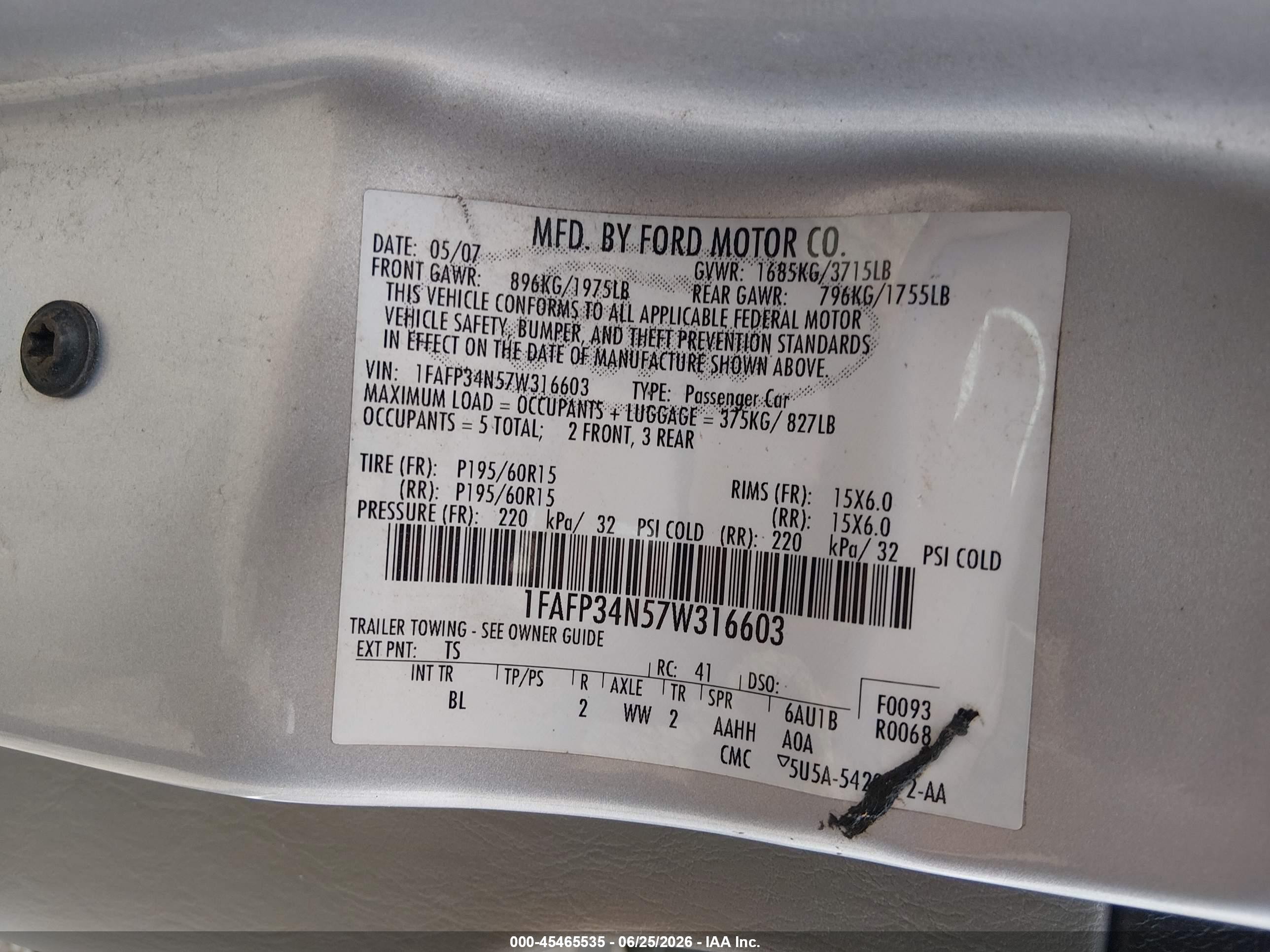 2007 Ford Focus S/se/ses Gray vin: 1FAFP34N57W316603