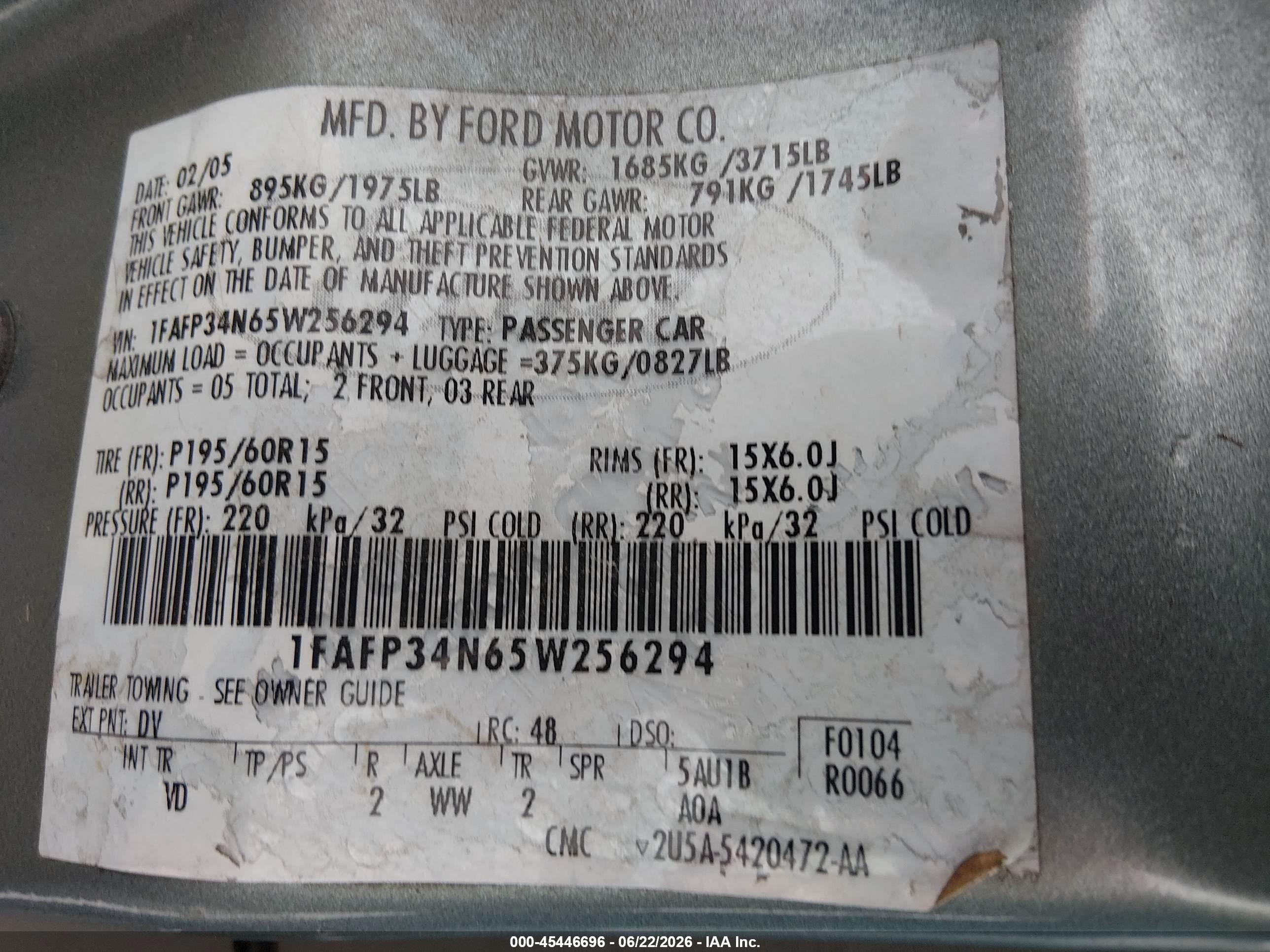 2005 Ford Focus Zx4 Зеленый vin: 1FAFP34N65W256294