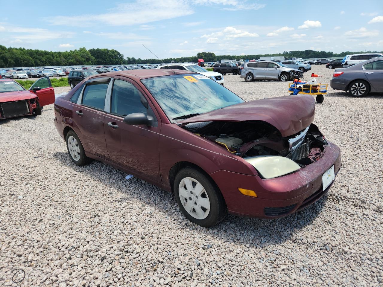 2007 Ford Focus Zx4 Burgundy vin: 1FAFP34N77W351112