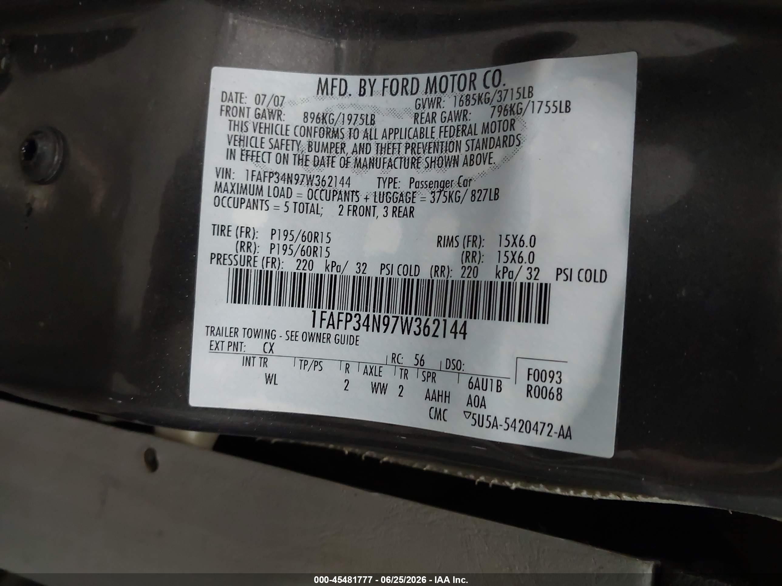 2007 Ford Focus S/se/ses Gray vin: 1FAFP34N97W362144