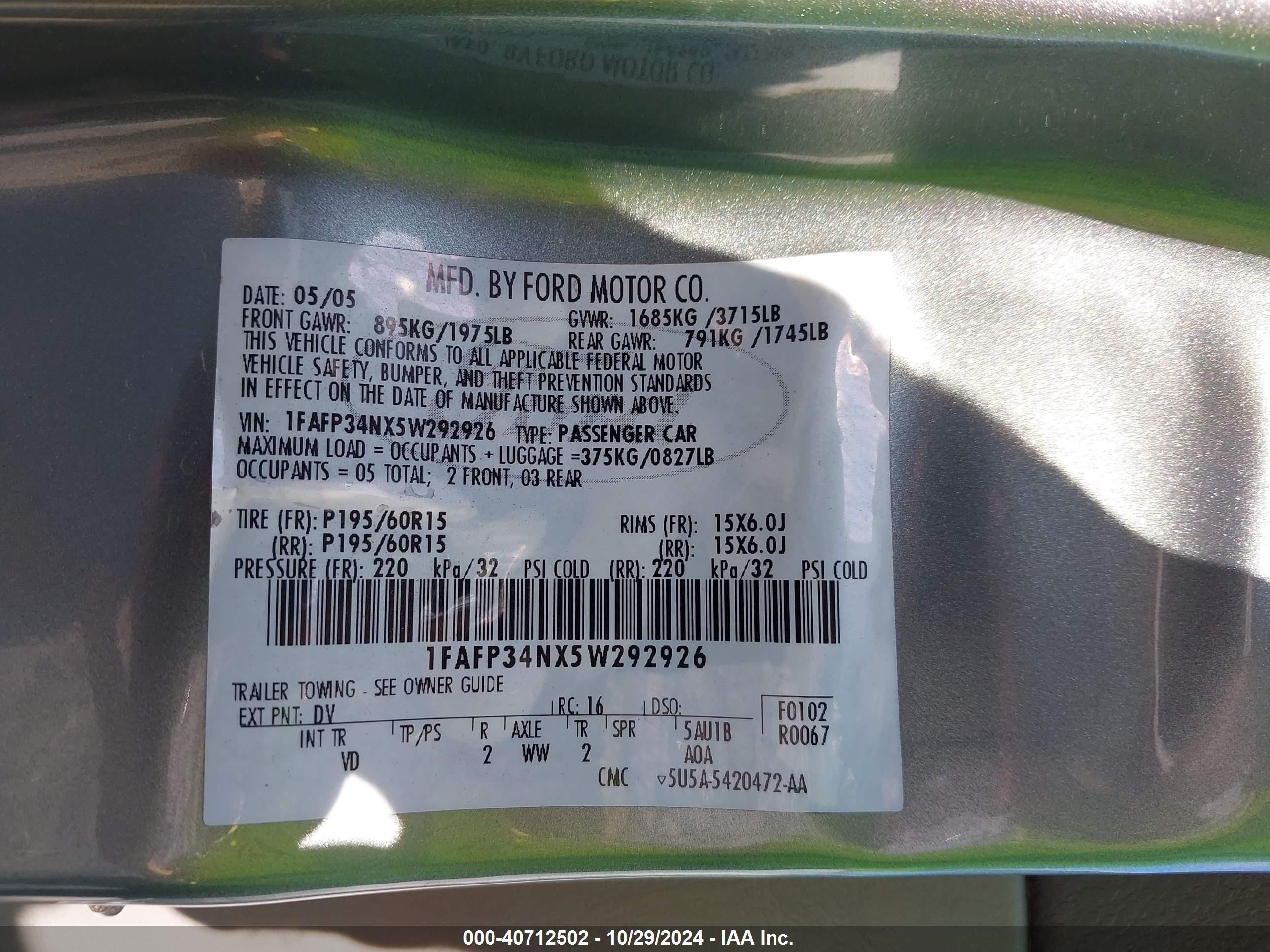 Price & History 2005 Ford Focus Zx4 2.0l I-4 Dohc, 136hp vin
