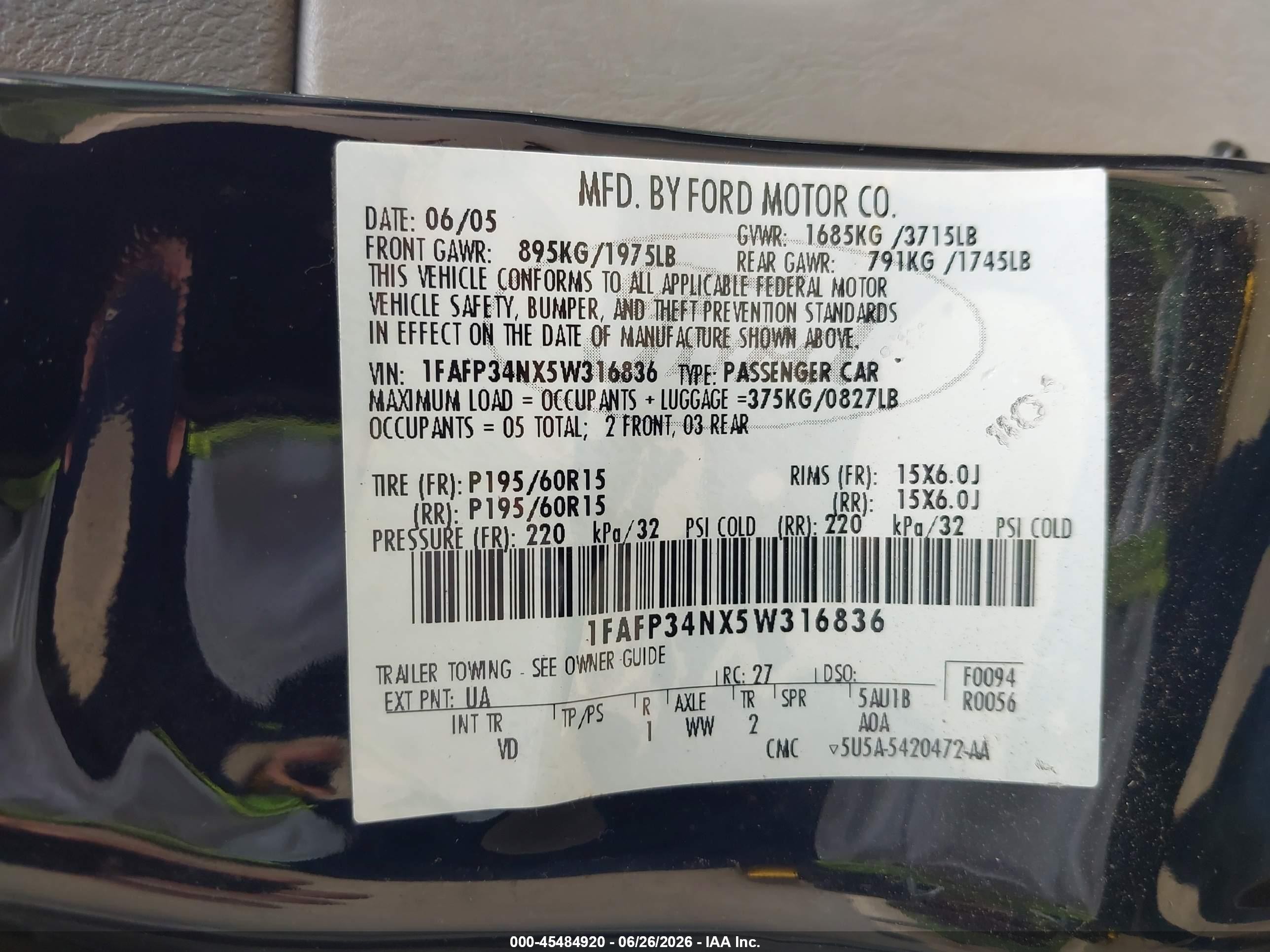 2005 Ford Focus Zx4 Черный vin: 1FAFP34NX5W316836