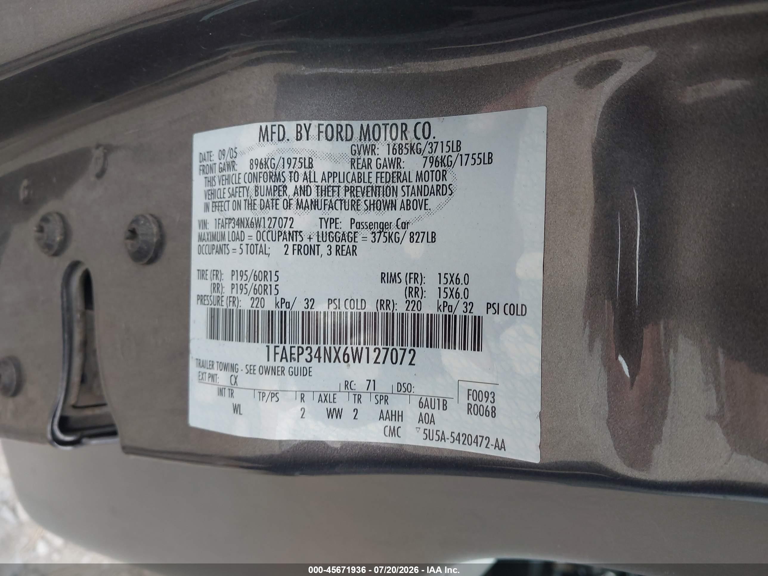 2006 Ford Focus Zx4 Gray vin: 1FAFP34NX6W127072