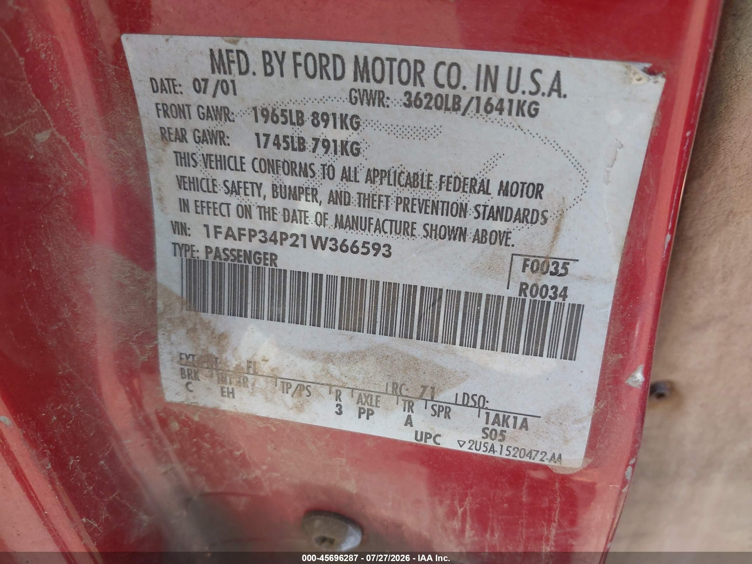 2003 Ford Focus Se Red vin: 1FAFP34P53W173213