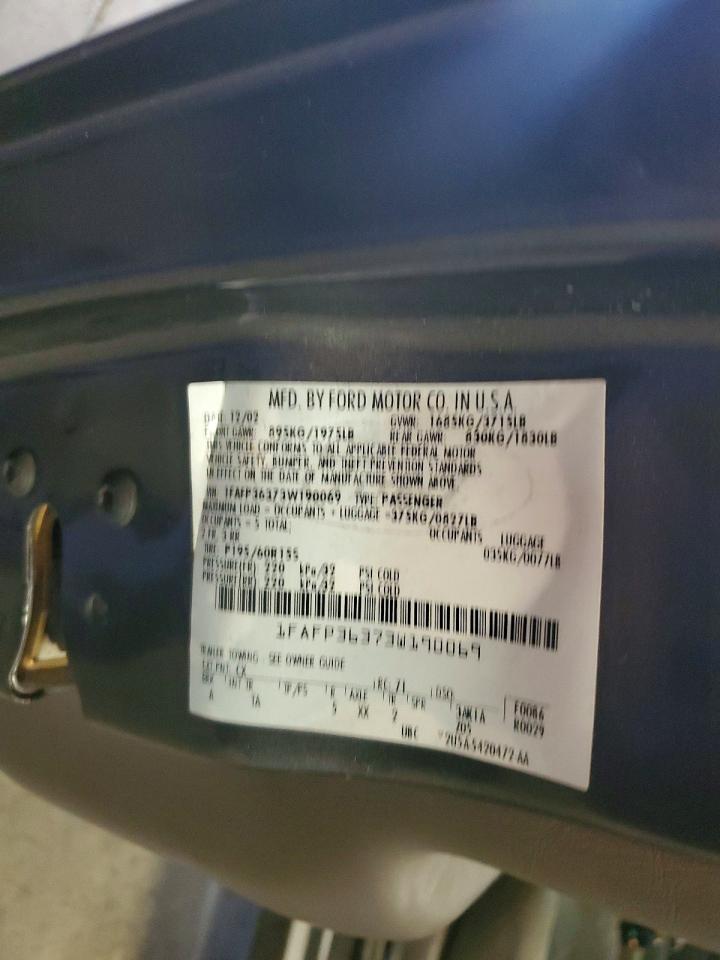 2003 Ford Focus Se Gray vin: 1FAFP36373W190069