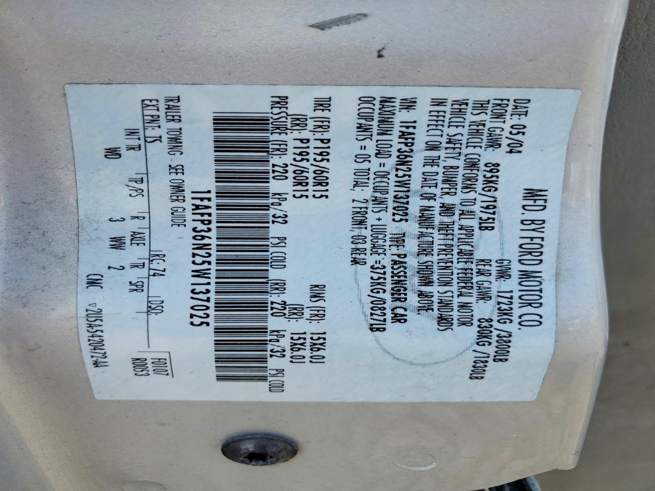 2005 Ford Focus Zxw Silver vin: 1FAFP36N25W137025