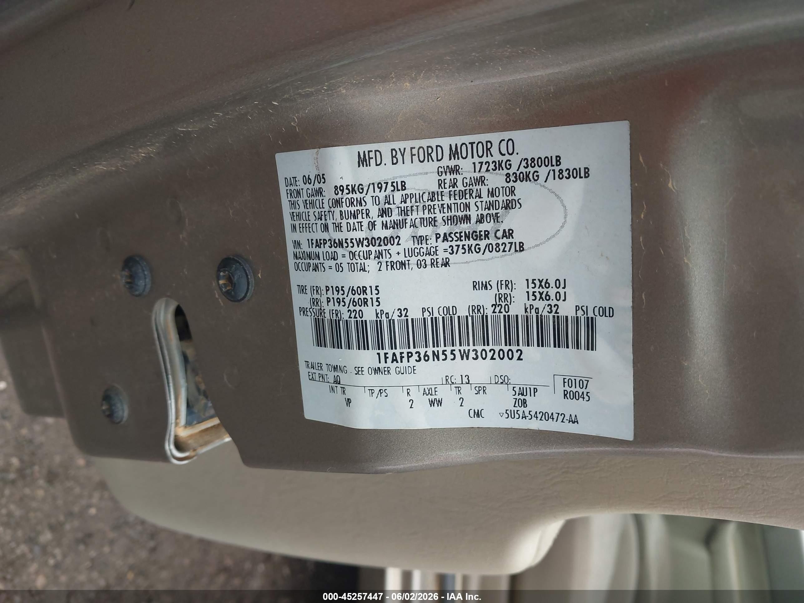 2005 Ford Focus Zxw Gray vin: 1FAFP36N55W302002