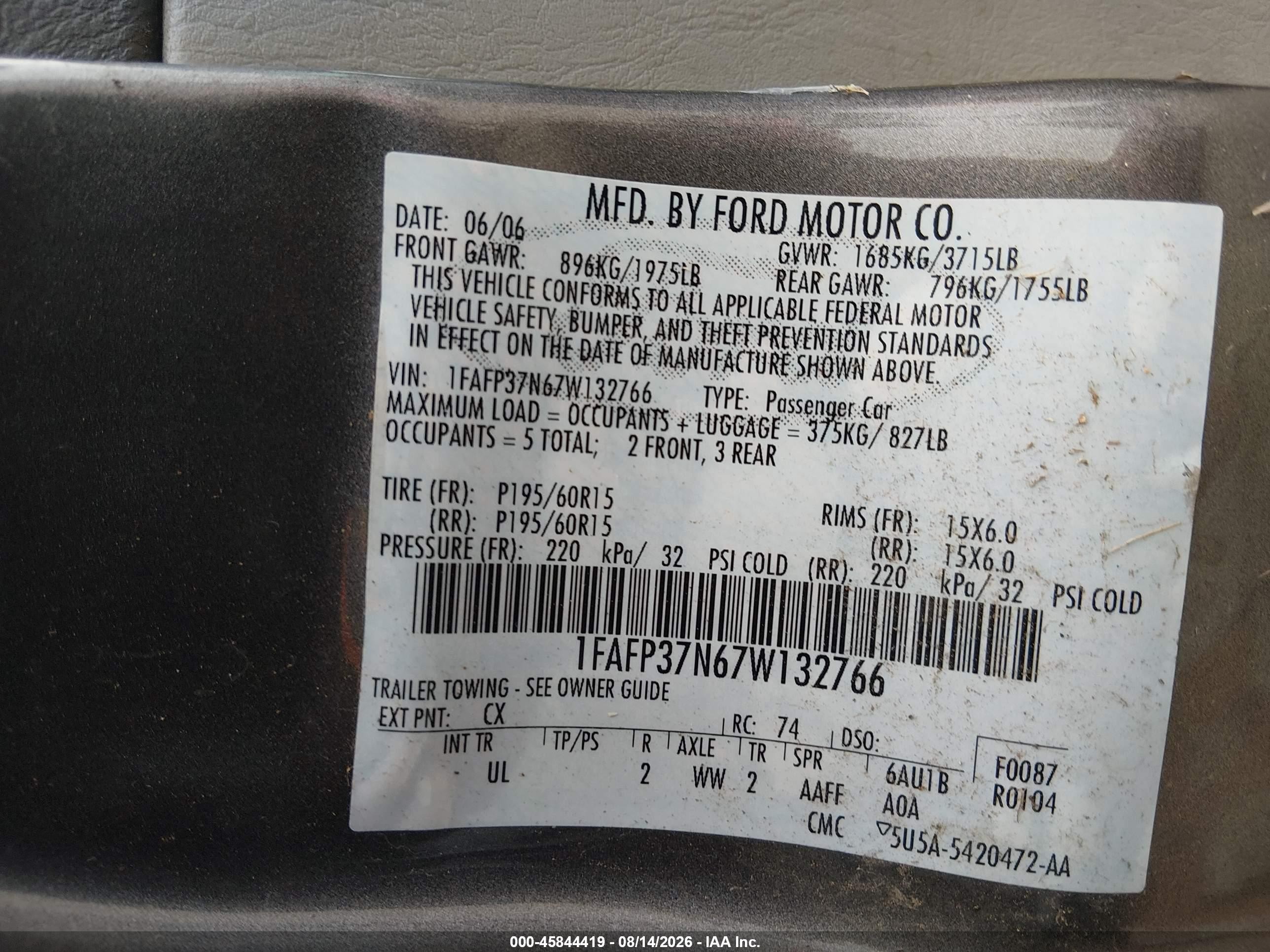 2007 Ford Focus S/se/ses Gray vin: 1FAFP37N67W132766