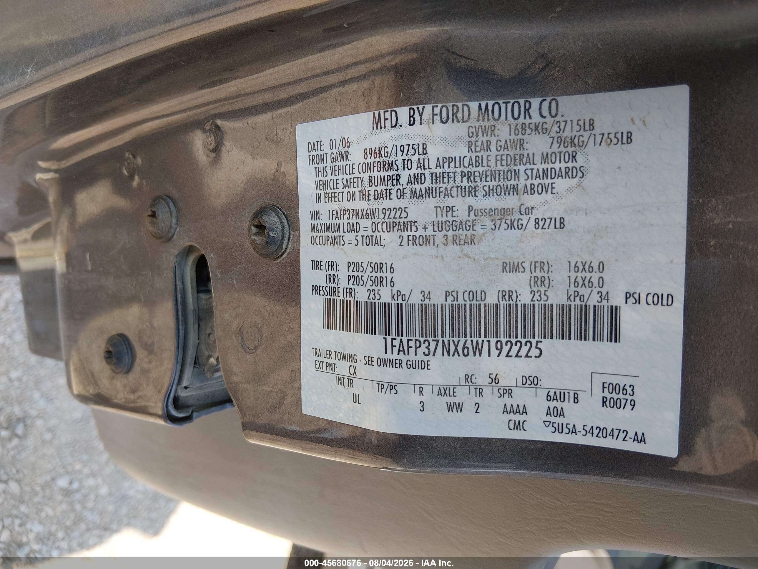 2006 Ford Focus Zx5 Gray vin: 1FAFP37NX6W192225