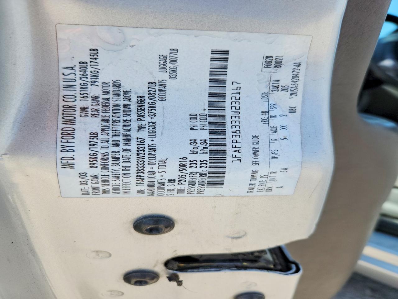 2003 Ford Focus Zts Silver vin: 1FAFP38333W232167