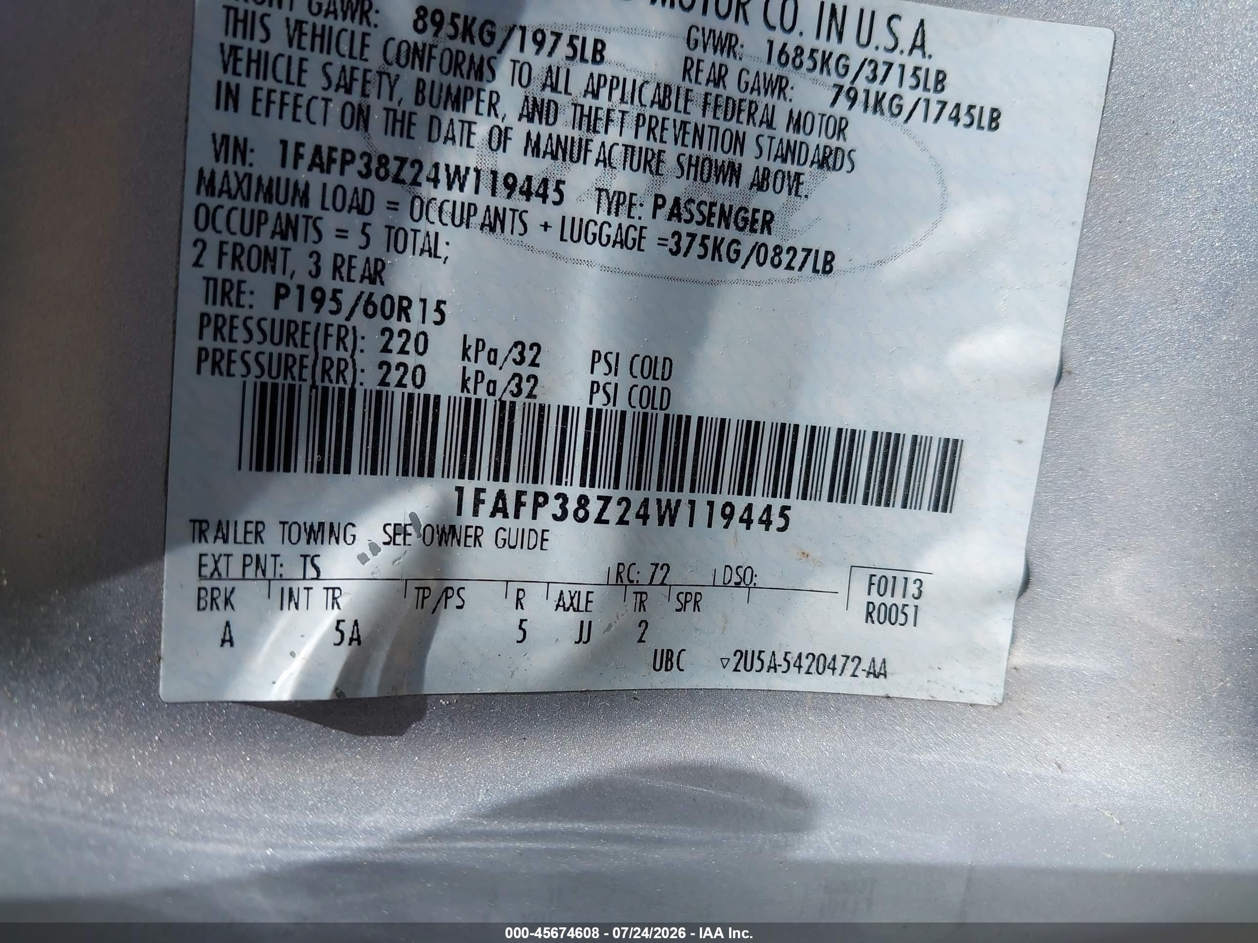 2004 Ford Focus Zts Серебряный vin: 1FAFP38Z24W119445