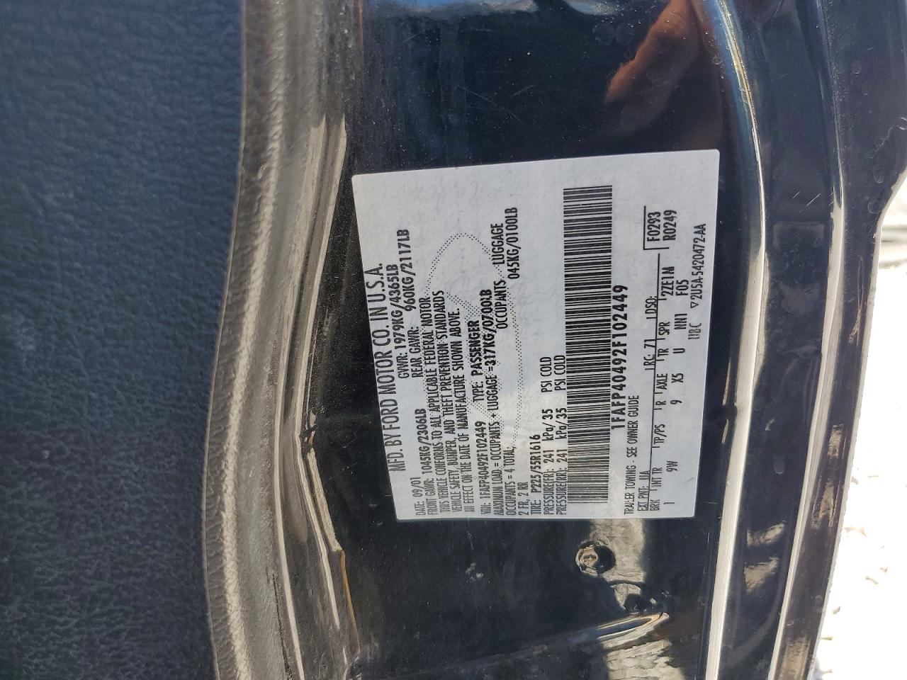 2002 Ford Mustang Black vin: 1FAFP40492F102449
