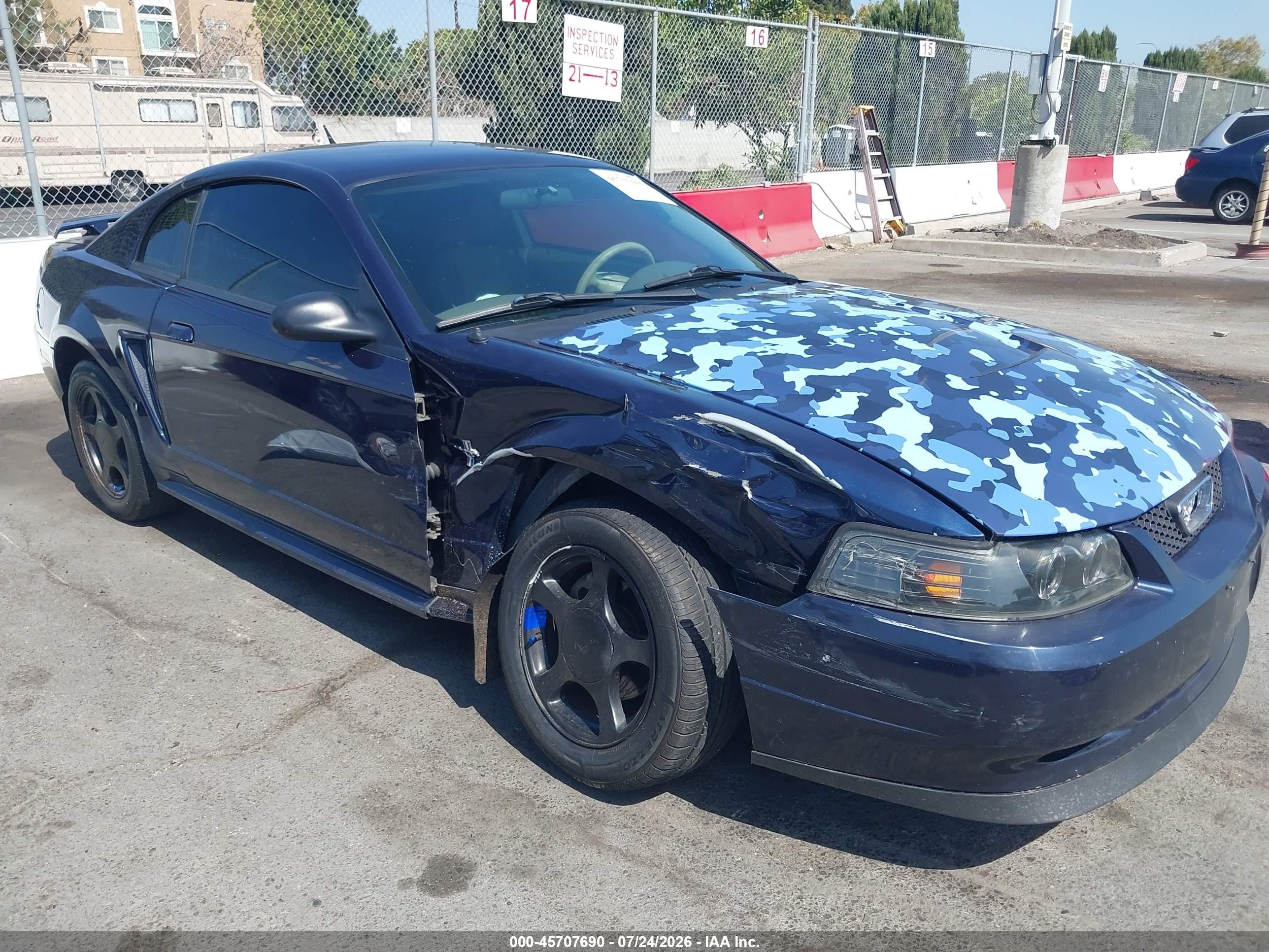 2003 Ford Mustang   Blue vin: 1FAFP40493F445196