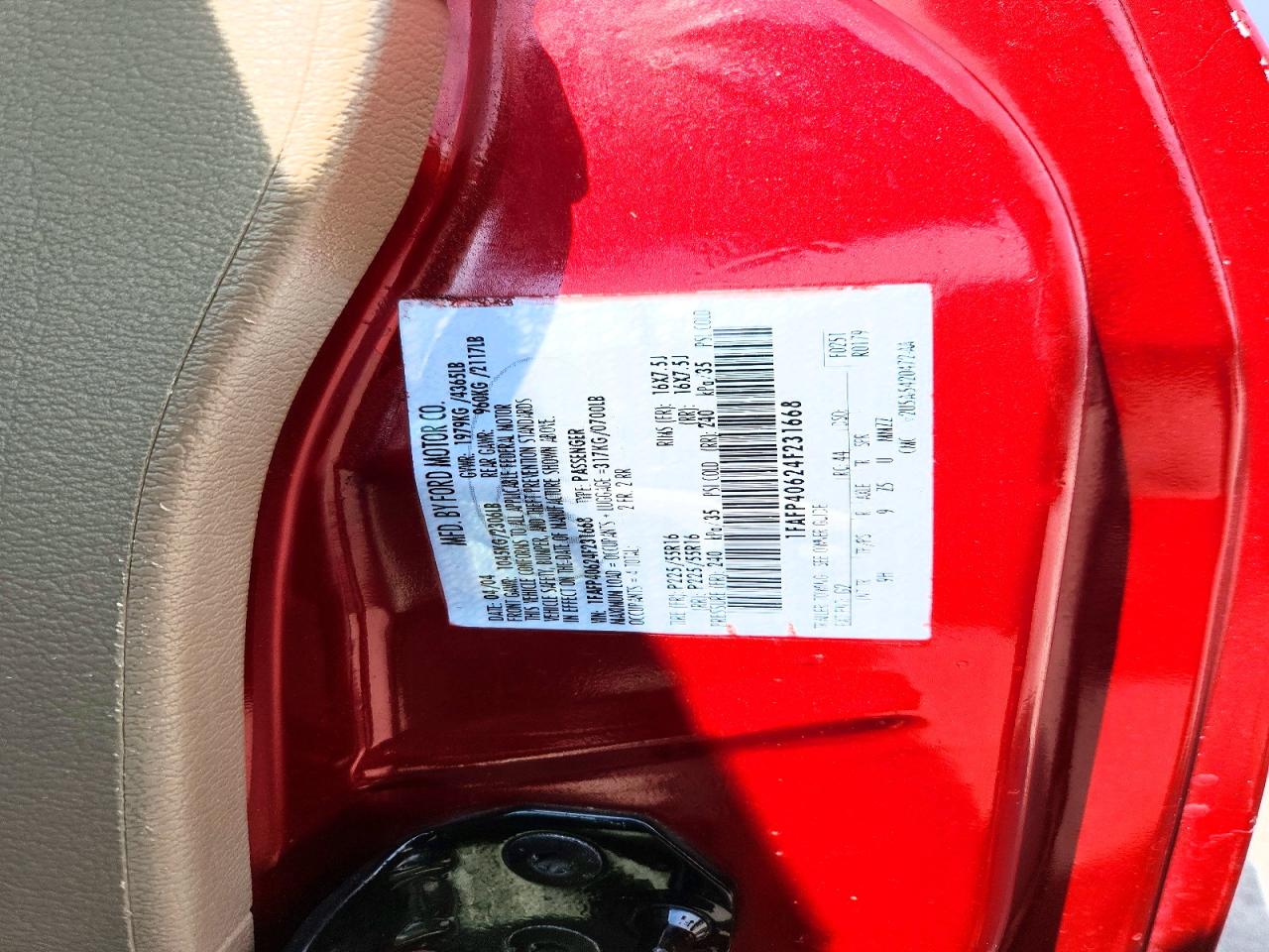 2004 Ford Mustang Red vin: 1FAFP40624F231668