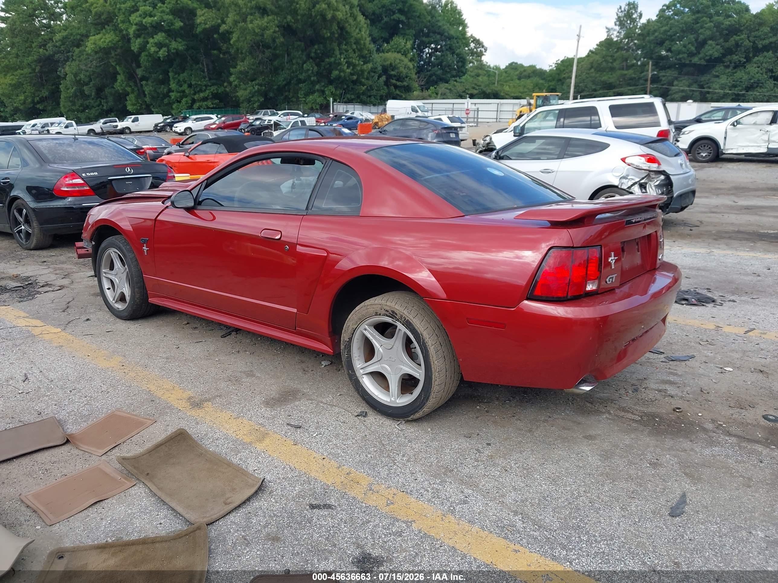 2001 Ford Mustang Gt Red vin: 1FAFP42X21F255714
