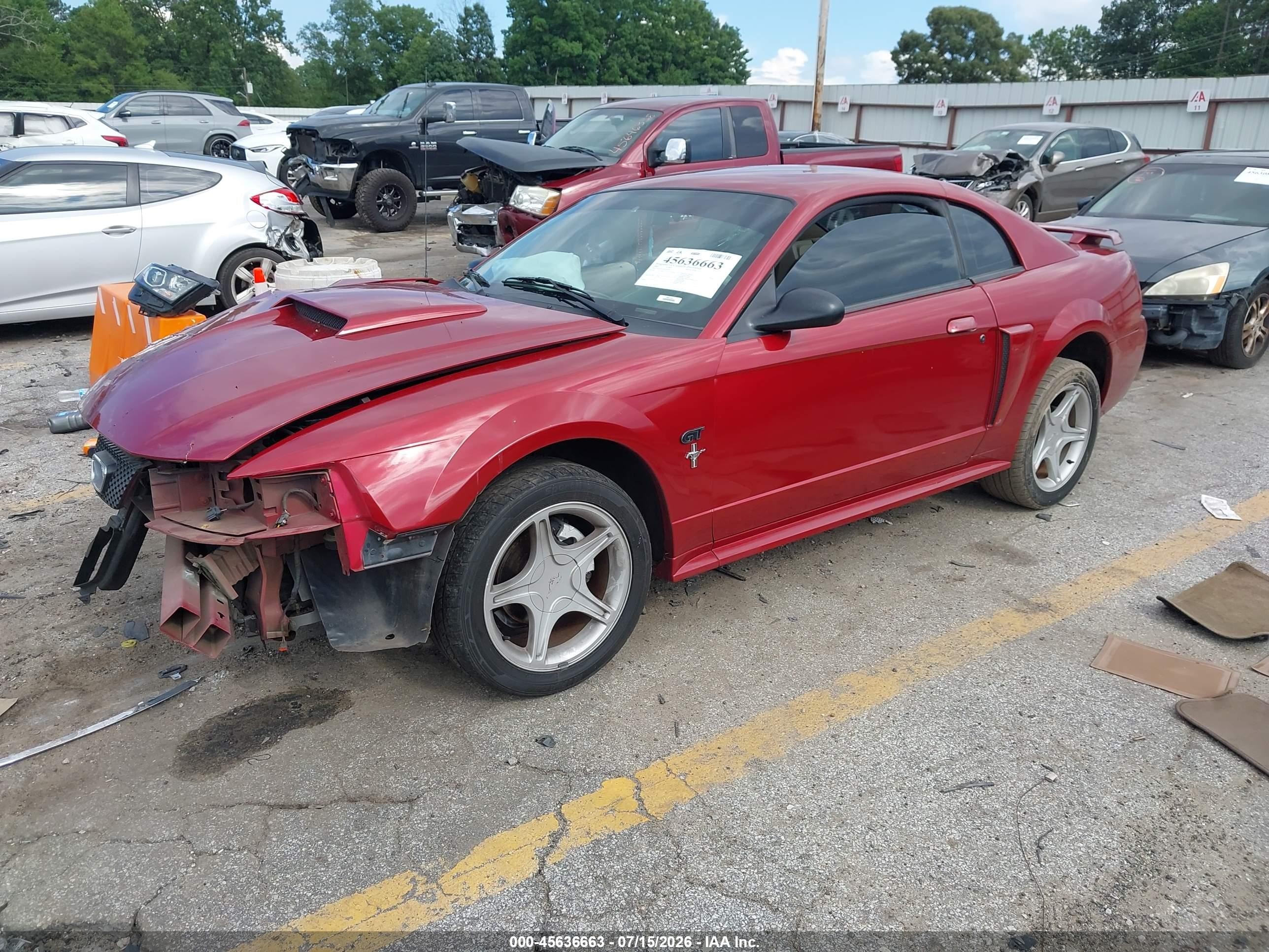 2001 Ford Mustang Gt Red vin: 1FAFP42X21F255714