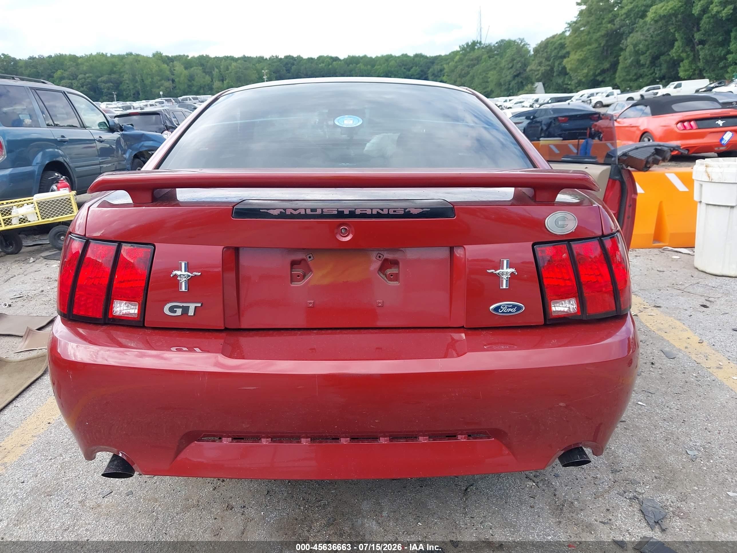 2001 Ford Mustang Gt Red vin: 1FAFP42X21F255714
