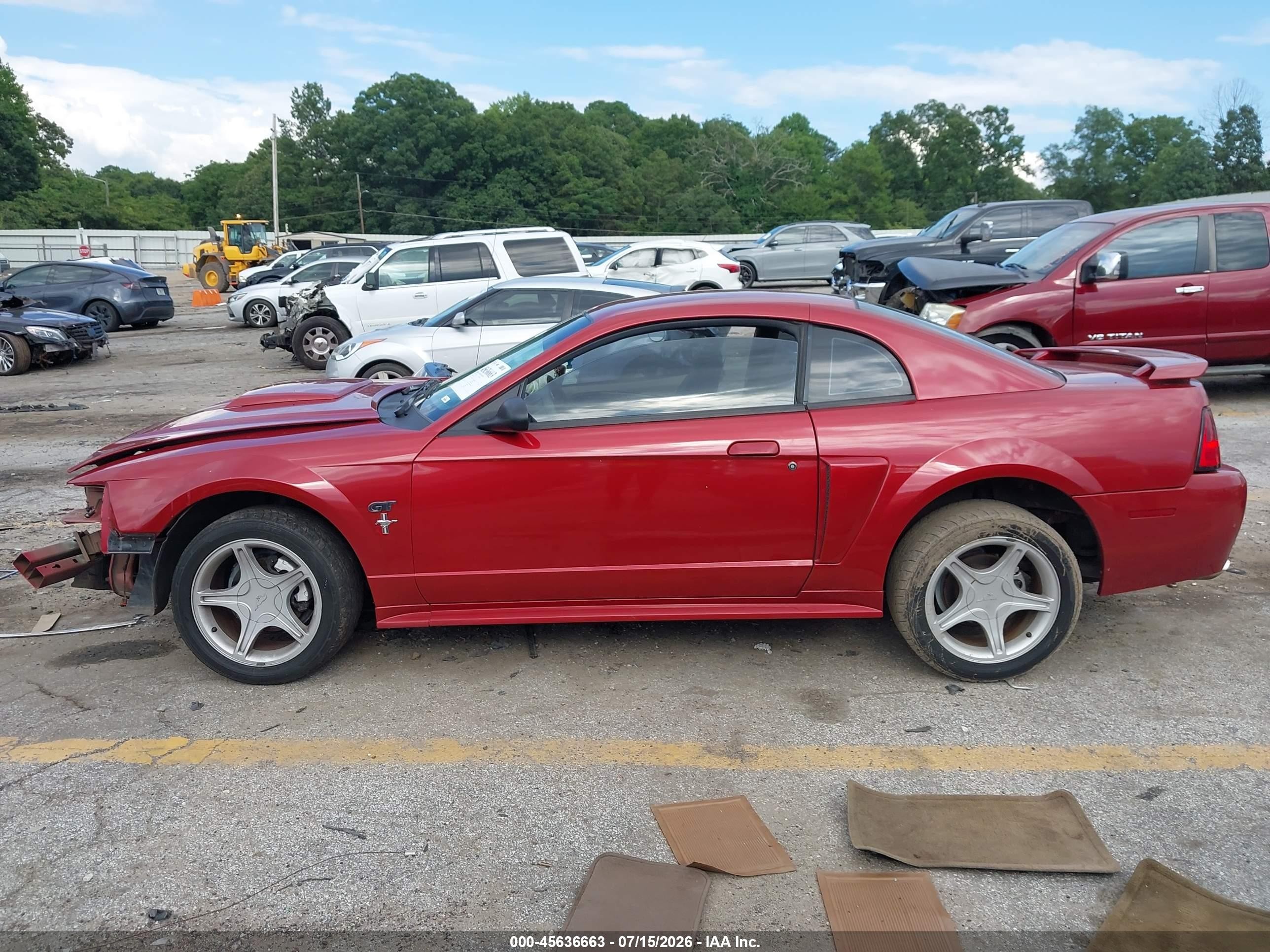 2001 Ford Mustang Gt Red vin: 1FAFP42X21F255714