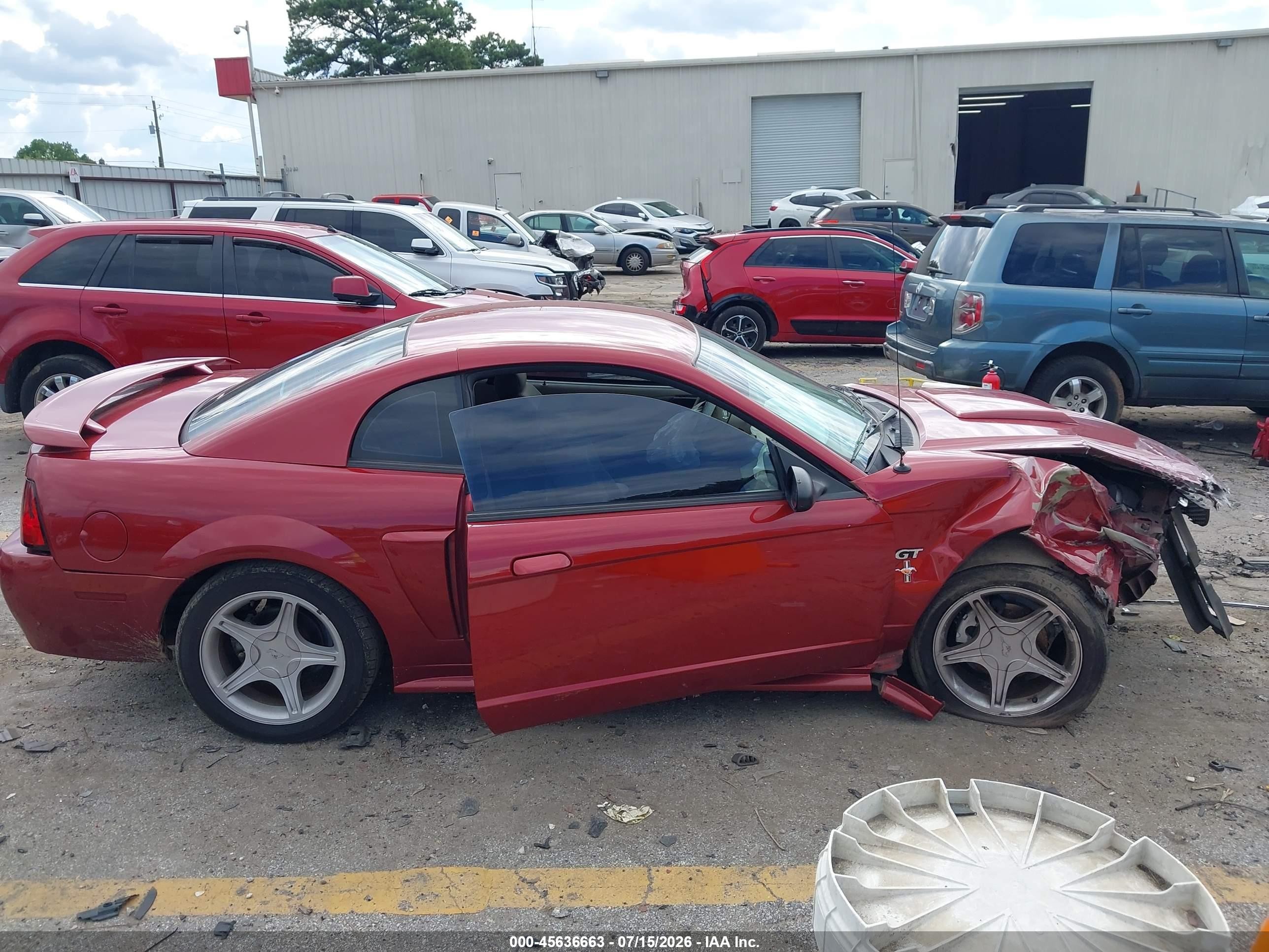 2001 Ford Mustang Gt Red vin: 1FAFP42X21F255714