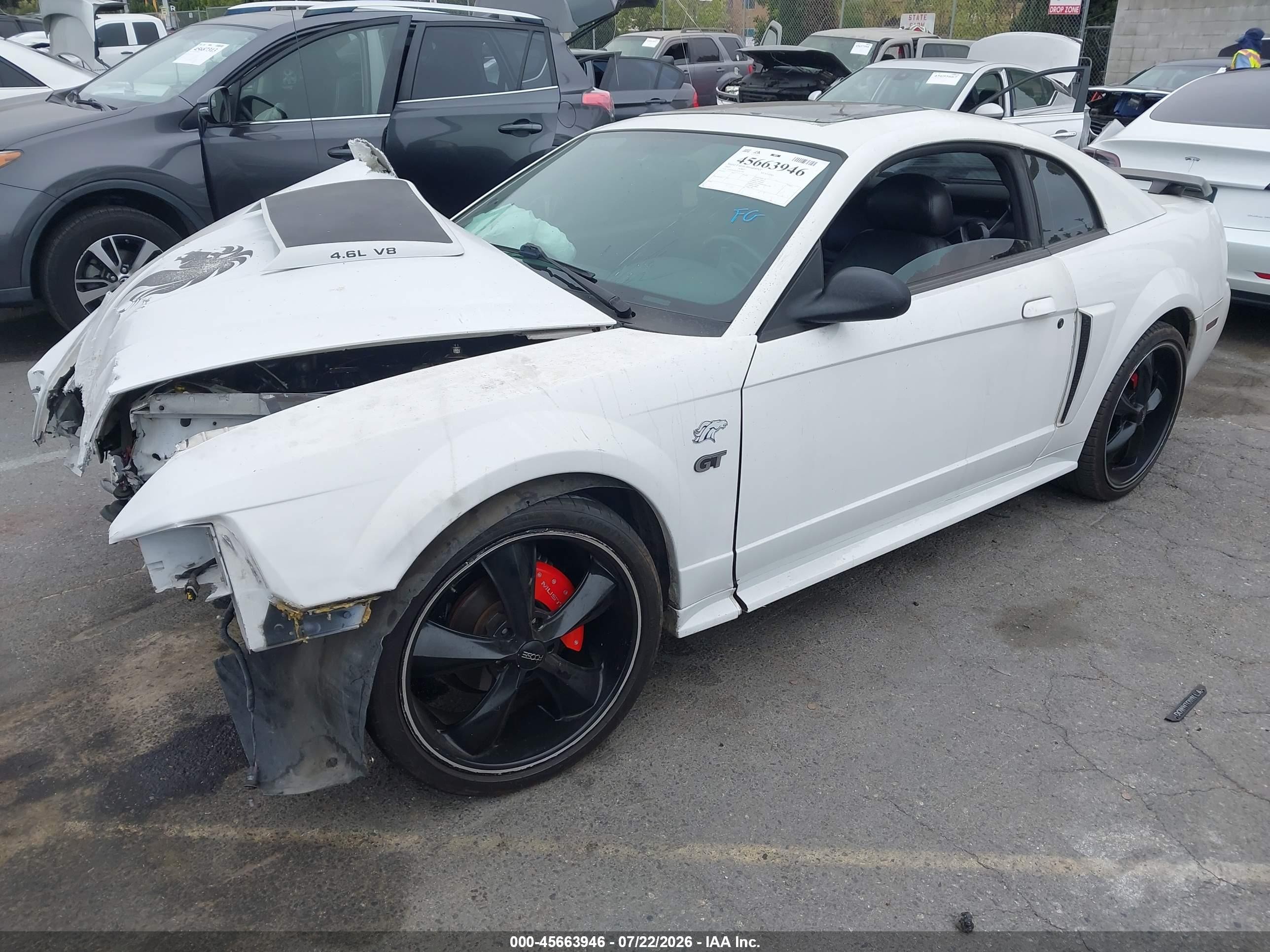 2003 Ford Mustang Gt White vin: 1FAFP42X23F347795