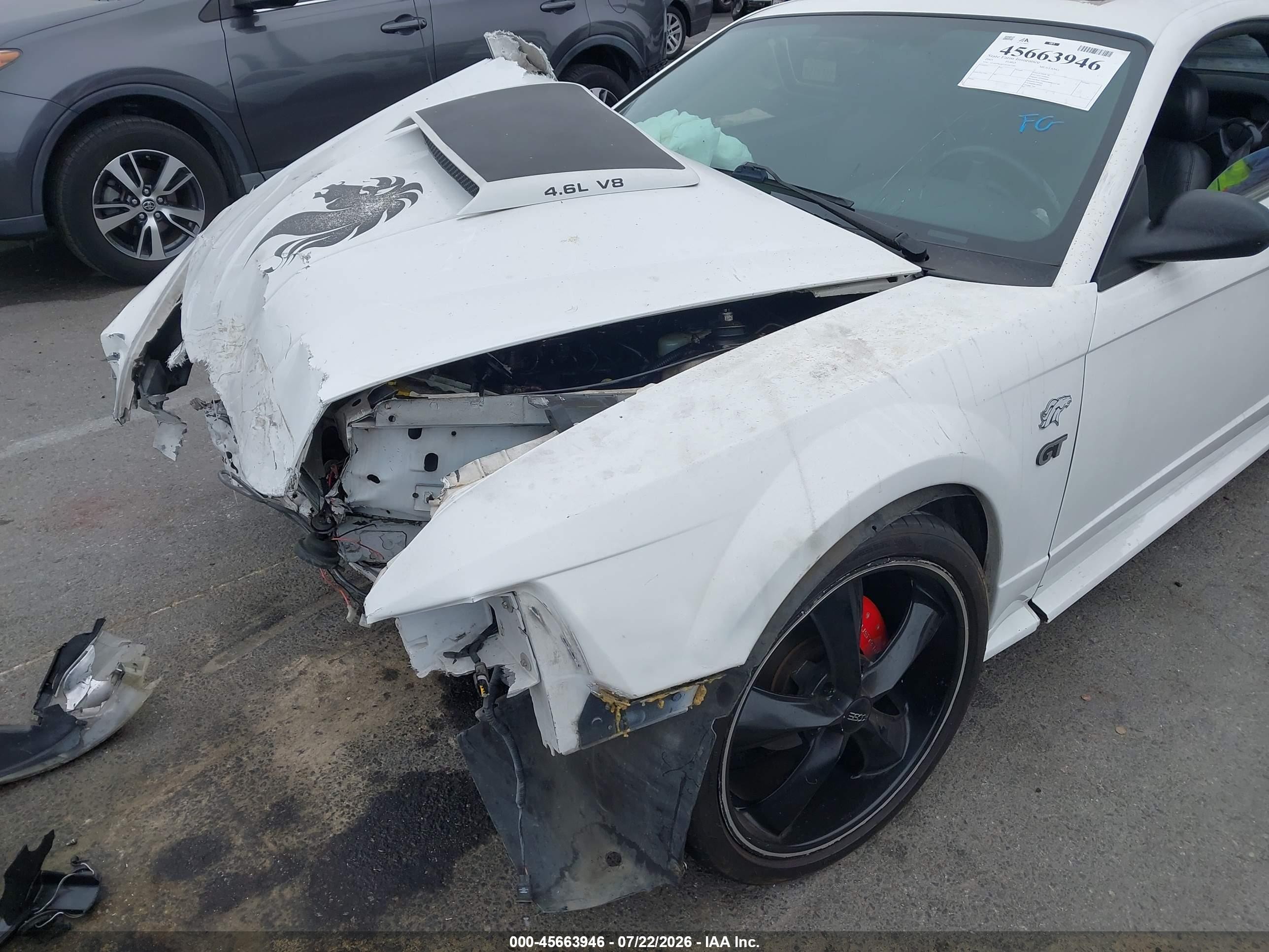 2003 Ford Mustang Gt White vin: 1FAFP42X23F347795