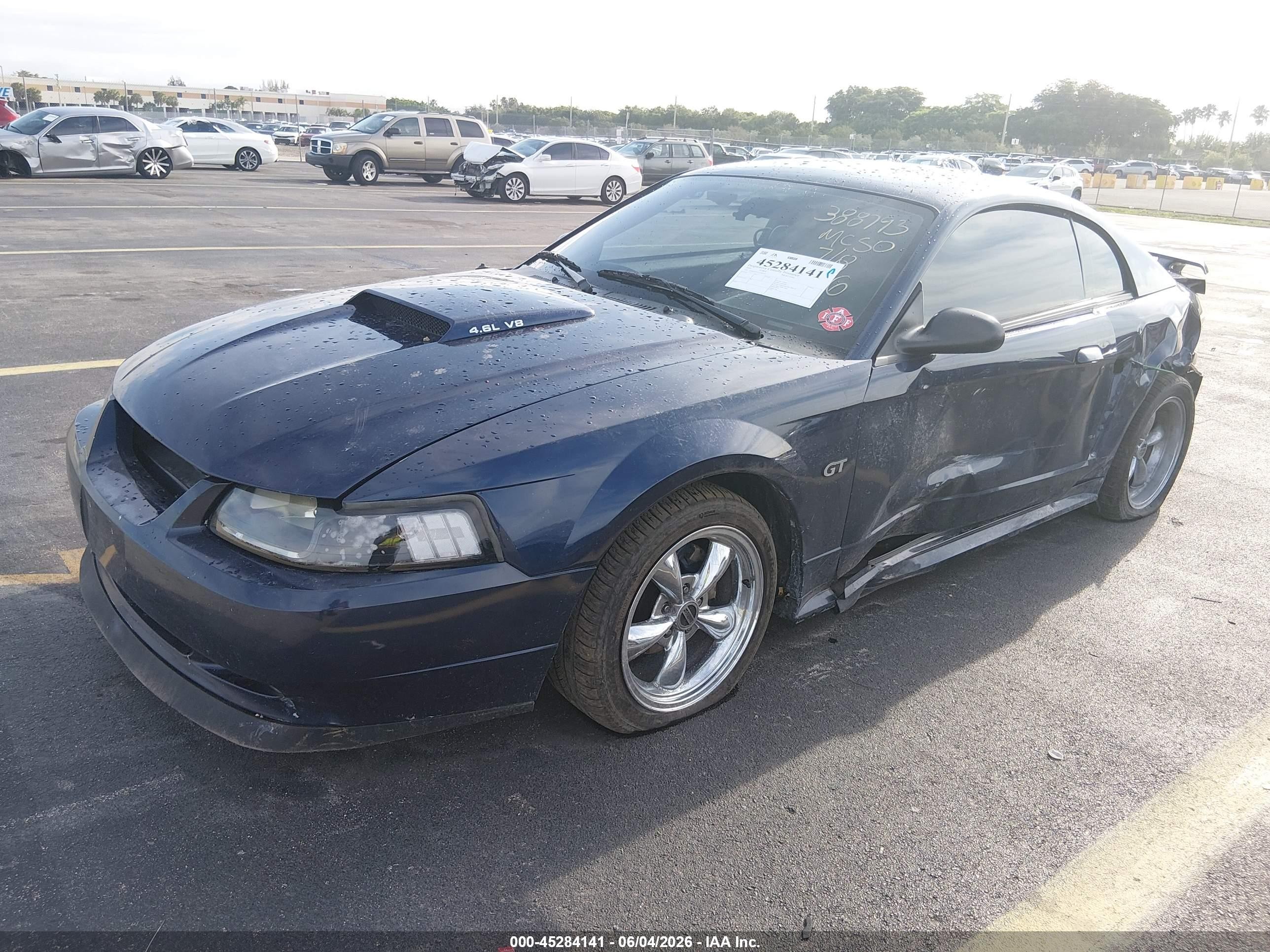2003 Ford Mustang Gt Синий vin: 1FAFP42X53F388793