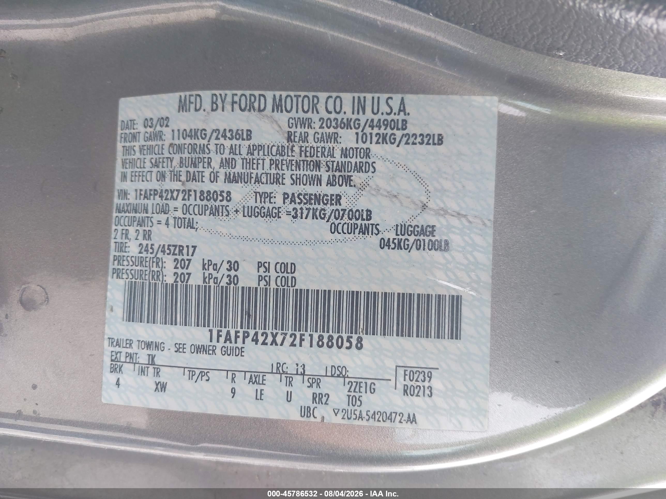 2002 Ford Mustang Gray vin: 1FAFP42X72F188058
