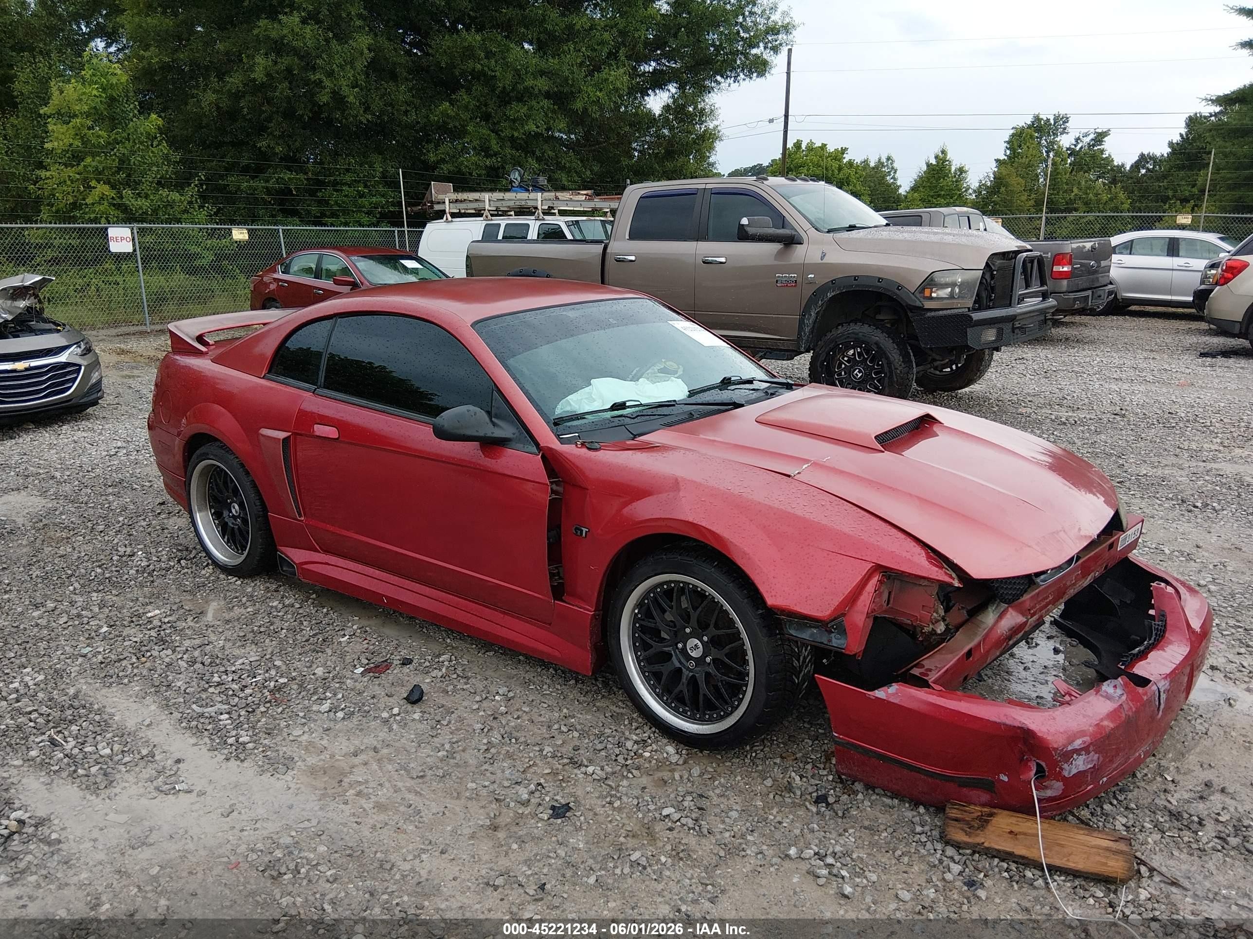 2001 Ford Mustang Gt Red vin: 1FAFP42XX1F233413