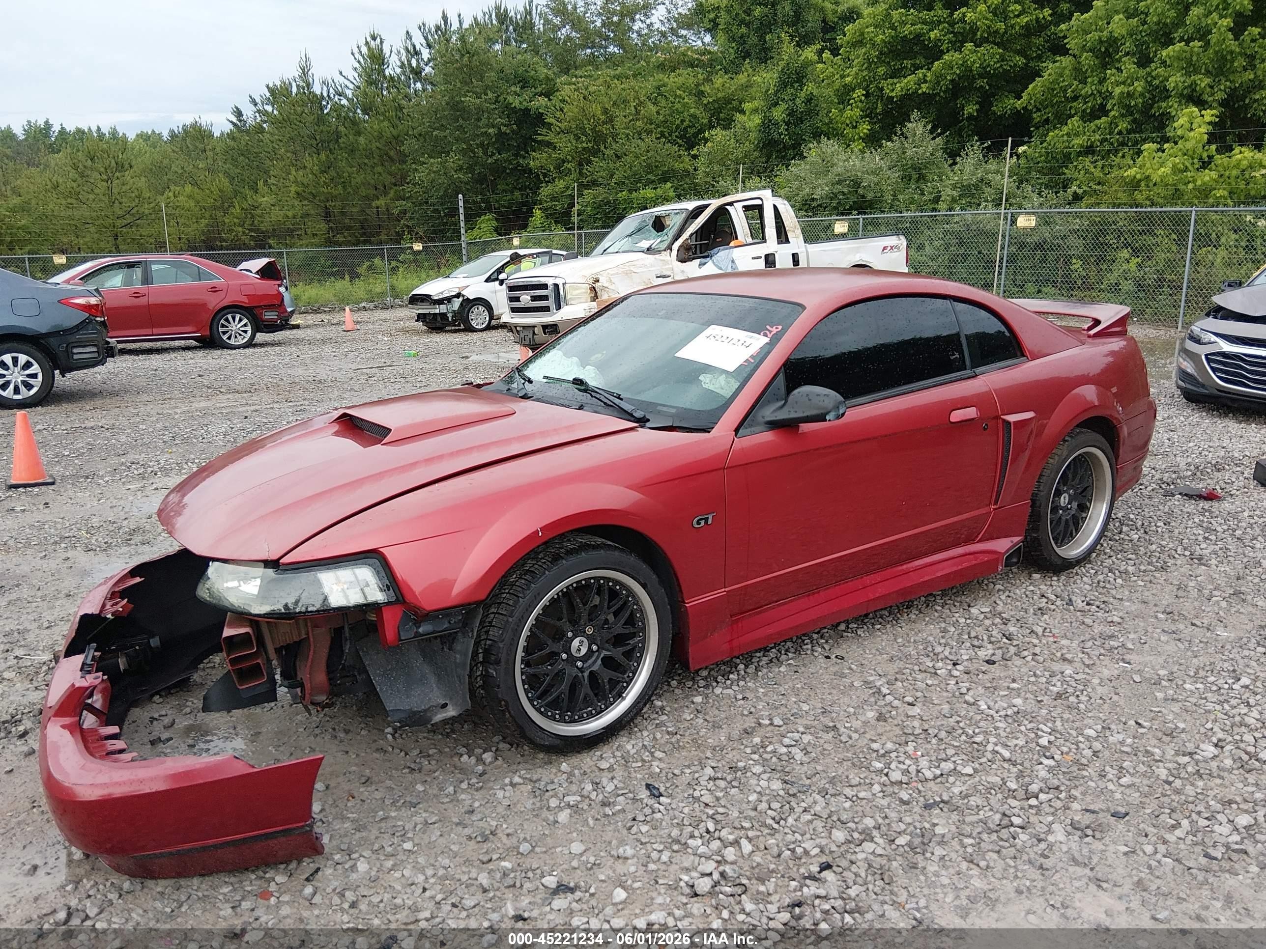 2001 Ford Mustang Gt Red vin: 1FAFP42XX1F233413