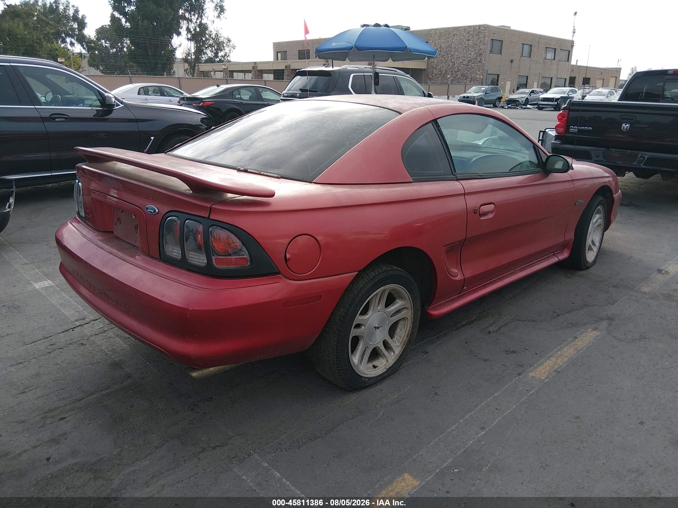 1998 Ford Mustang Gt Red vin: 1FAFP42XXWF245973